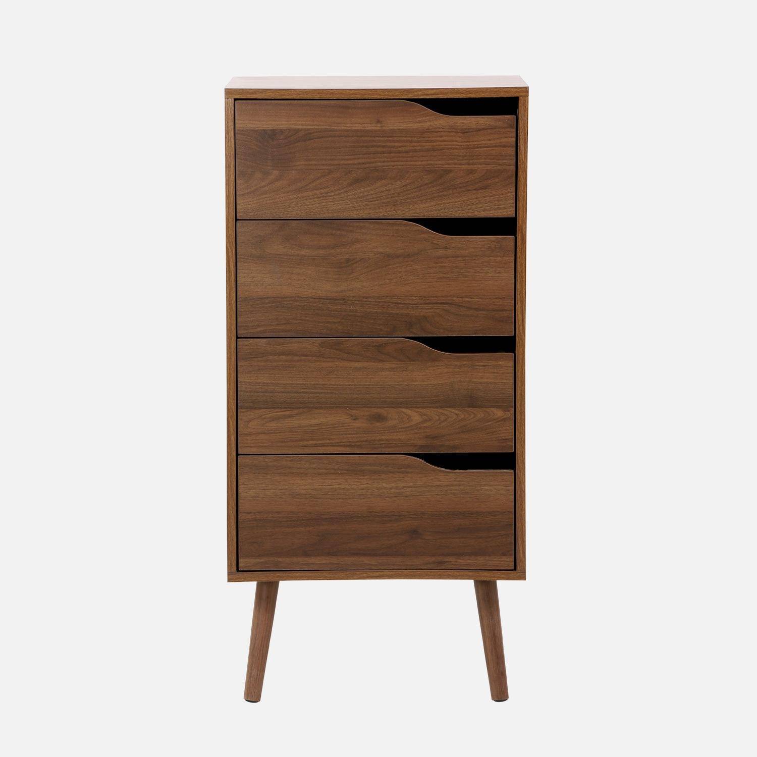 Hochkommode Holzdekor nussbaumfarben 4 Schubladen - 48 x 39,6 x 96 cm - Nepal Photo6