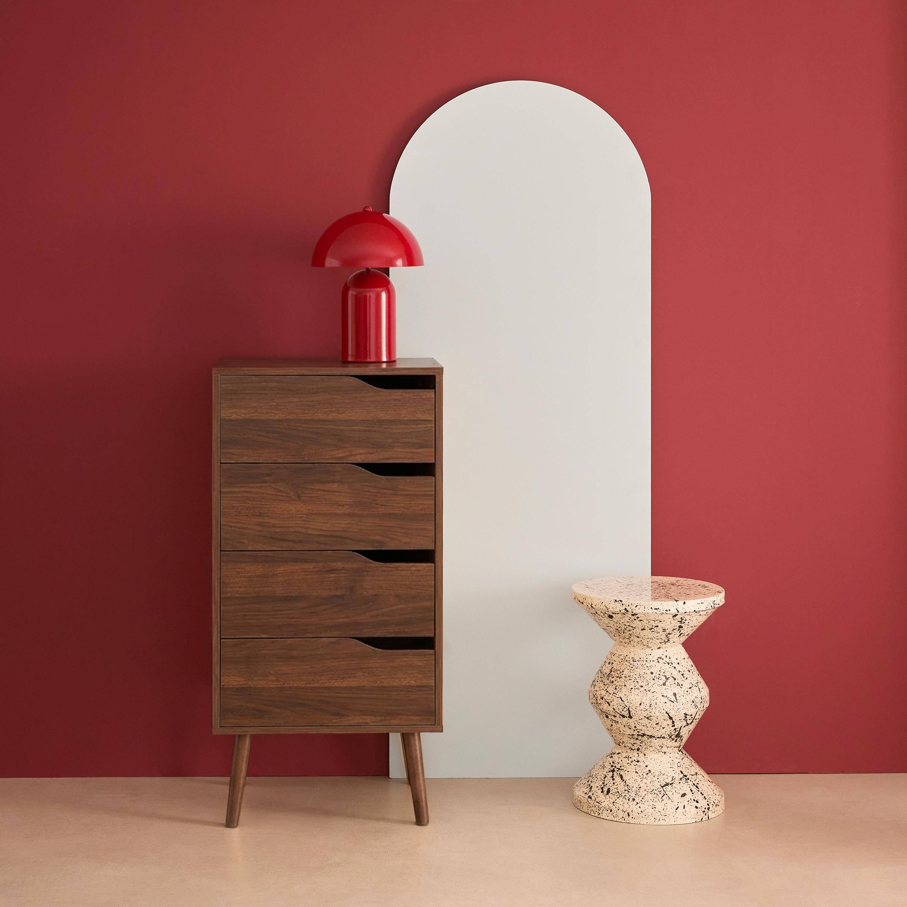 Chest of drawers chiffonier wood decor 4 drawers, Walnut, 48x39.5x96 cm - Nepal,sweeek,Photo1