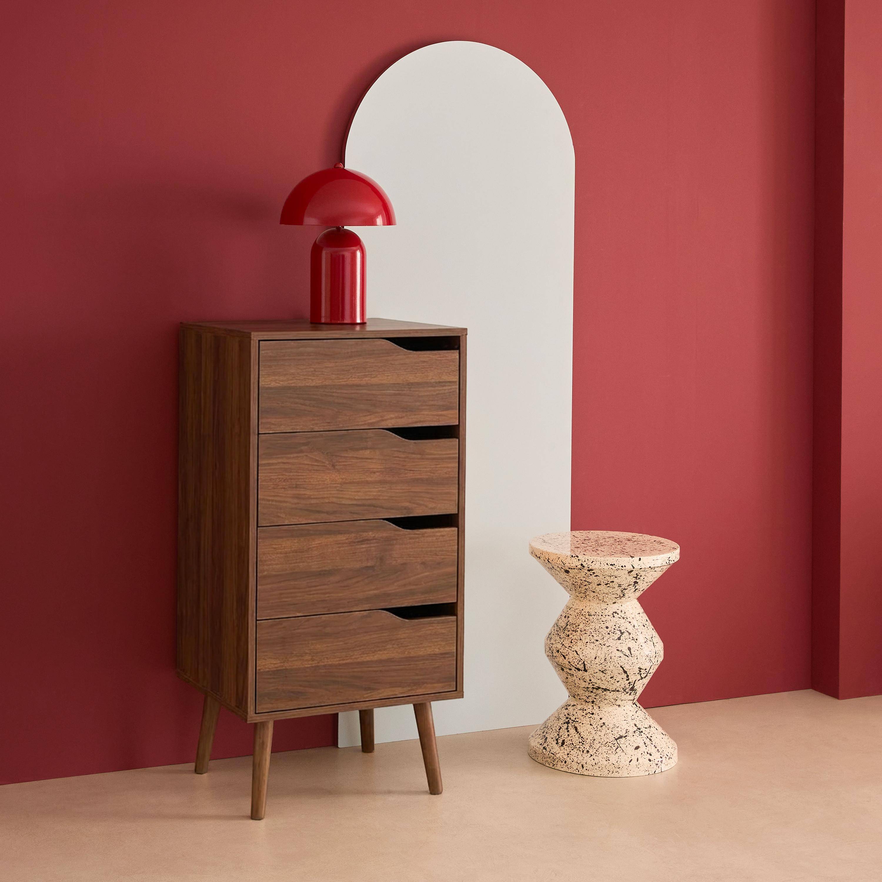 Chest of drawers chiffonier wood decor 4 drawers, Walnut, 48x39.5x96 cm - Nepal,sweeek,Photo2