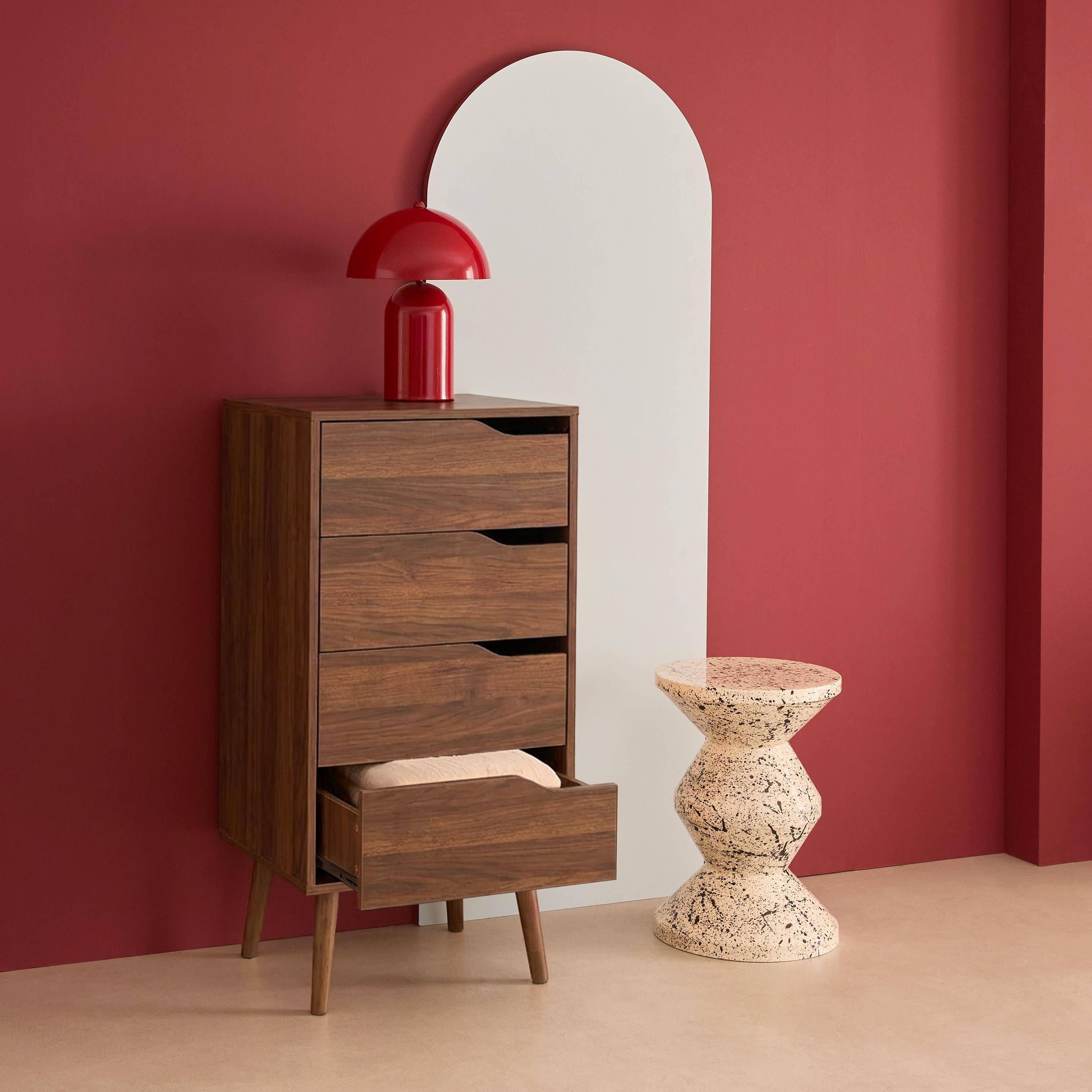 Chest of drawers chiffonier wood decor 4 drawers, Walnut, 48x39.5x96 cm - Nepal,sweeek,Photo3