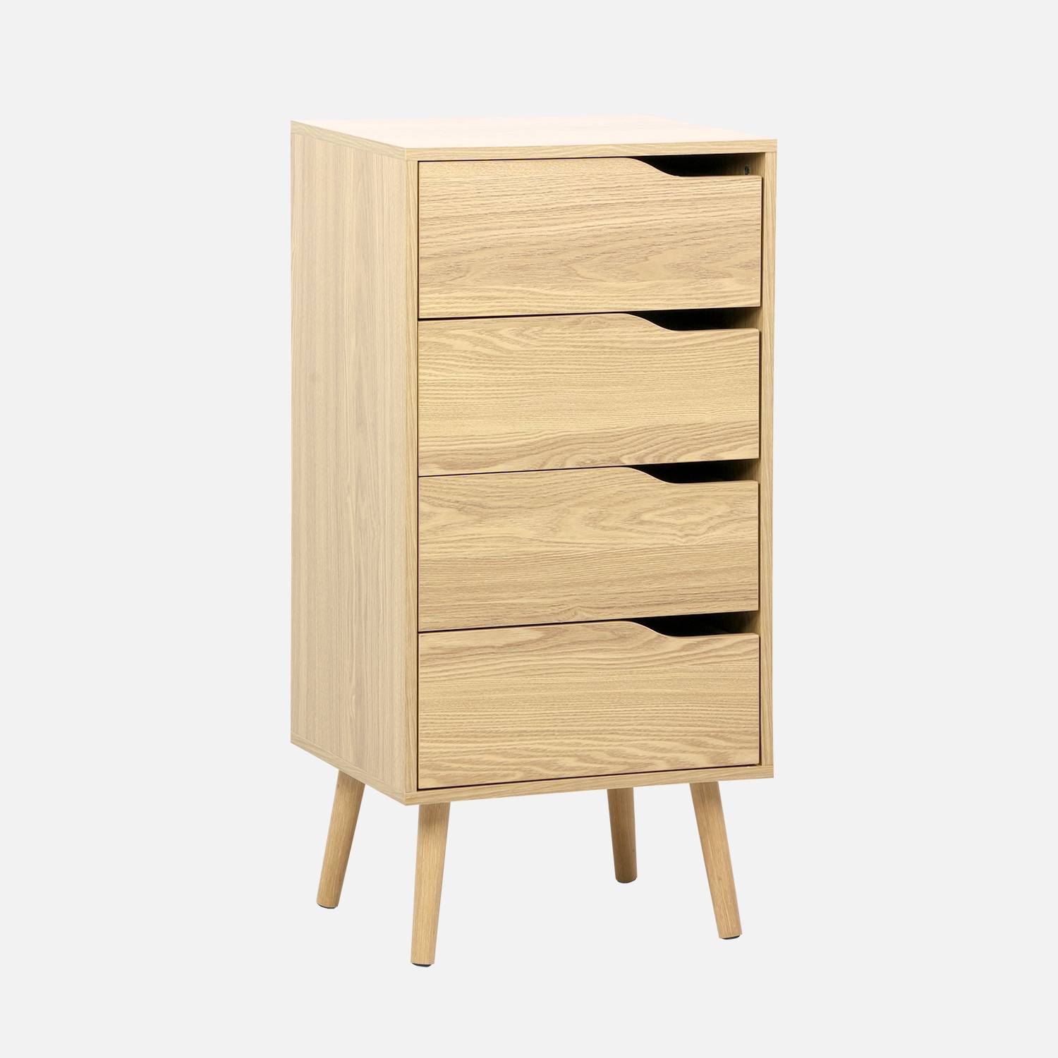 Commode chiffonnier décor bois naturel 4 tiroirs
