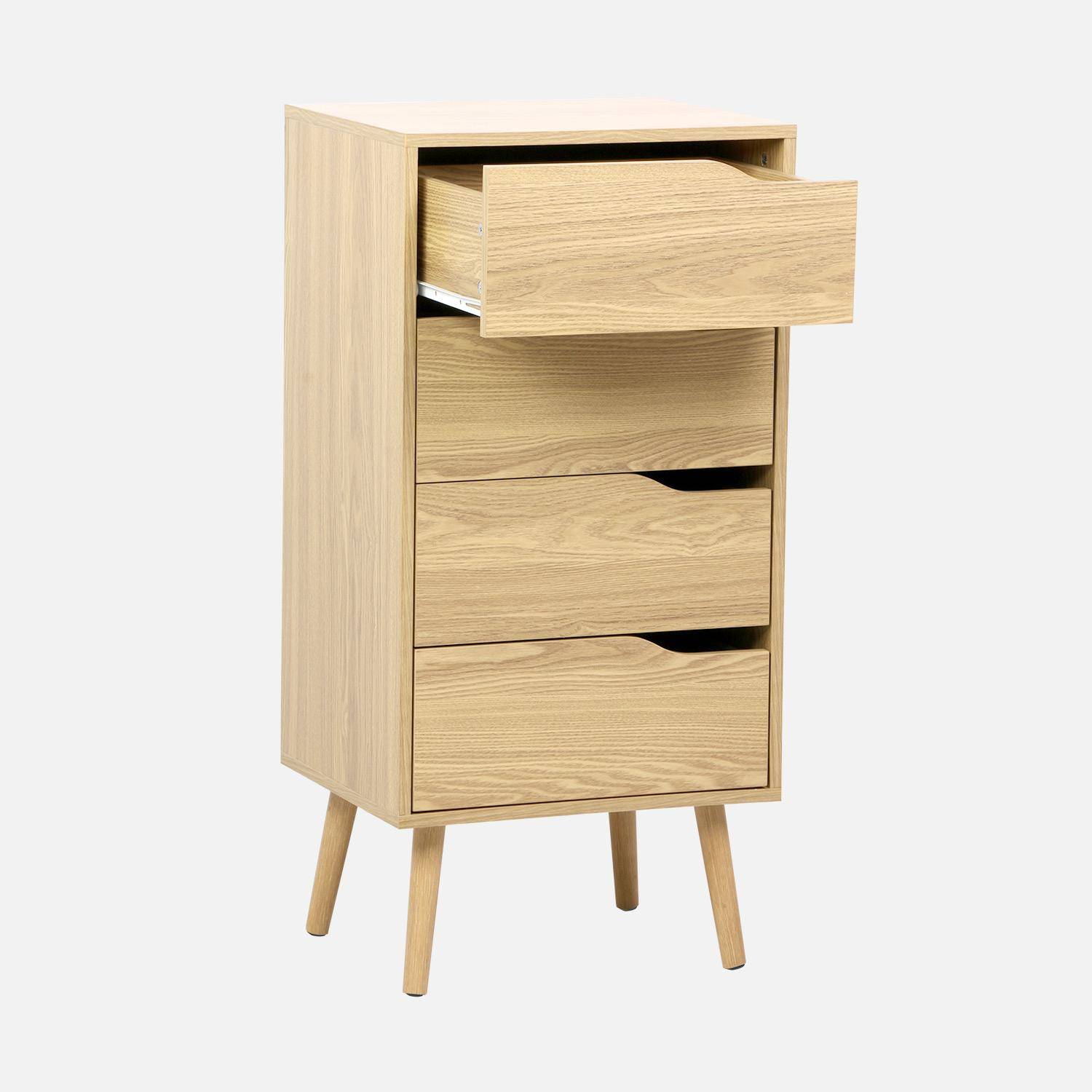 Commode chiffonnier décor bois naturel 4 tiroirs - 48 x 39,6 x 96 cm - Nepal Photo3