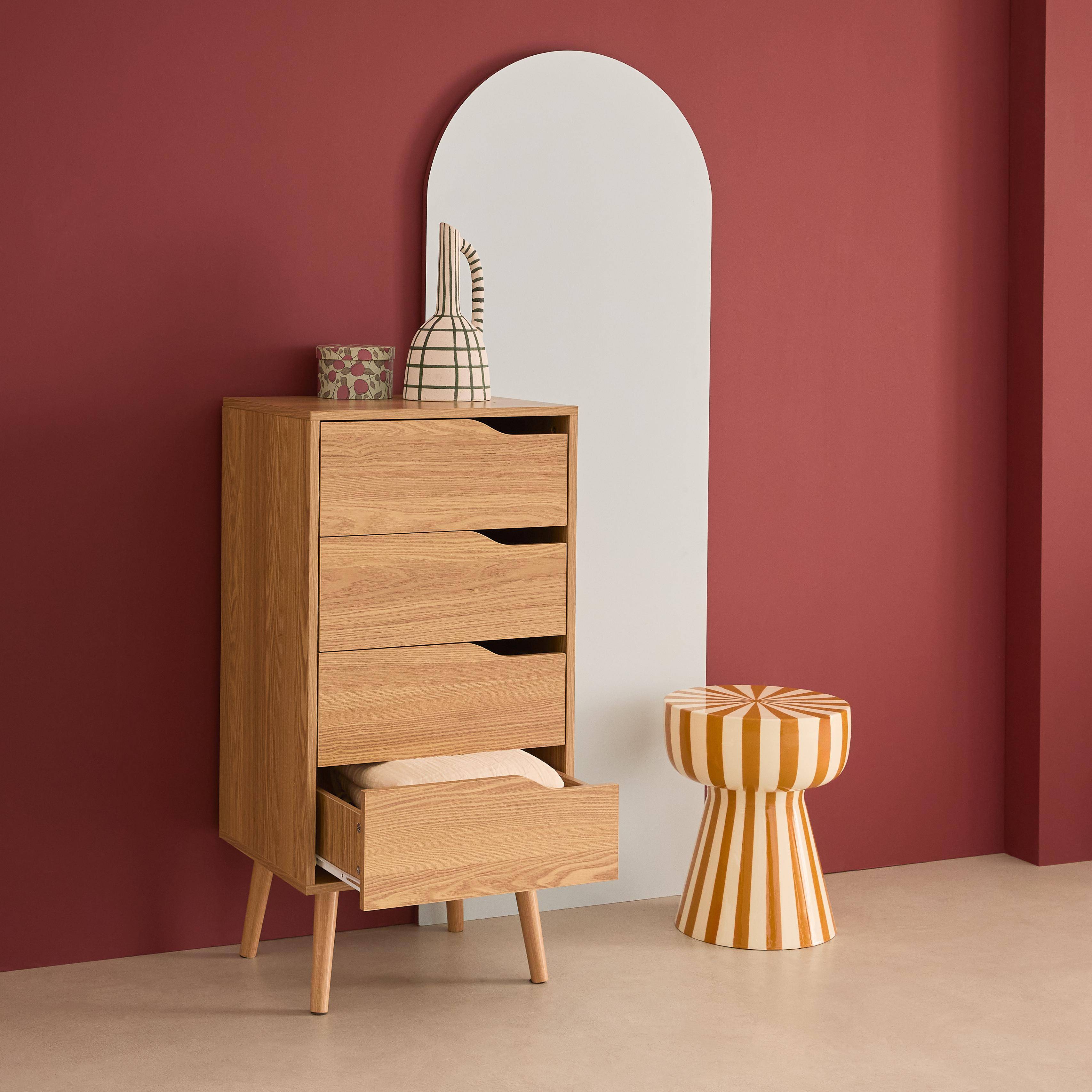 Kommode Holzdekor naturfarben 4 Schubladen - 48 x 39,6 x 96 cm - Nepal Photo3