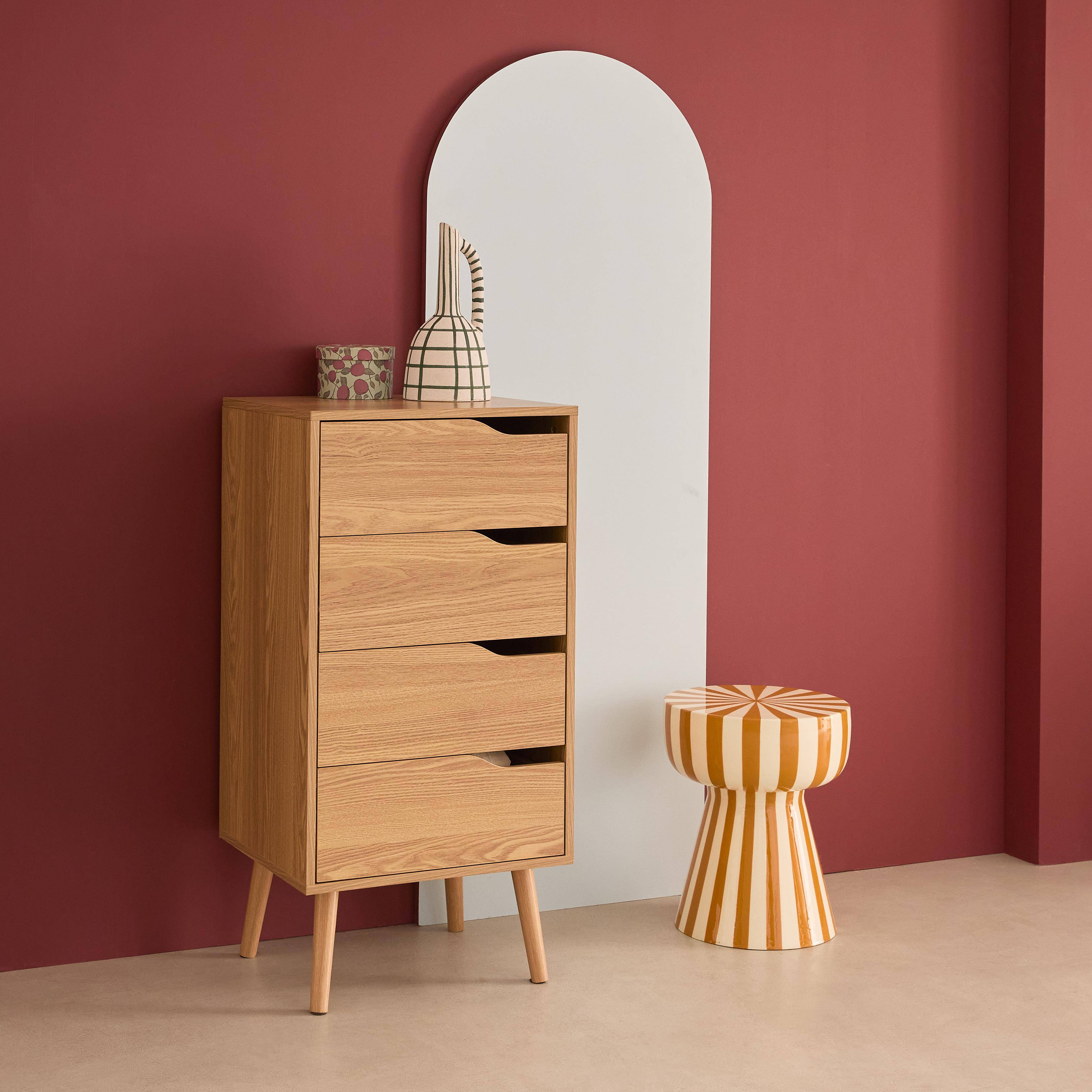 Kommode Holzdekor naturfarben 4 Schubladen - 48 x 39,6 x 96 cm - Nepal Photo2