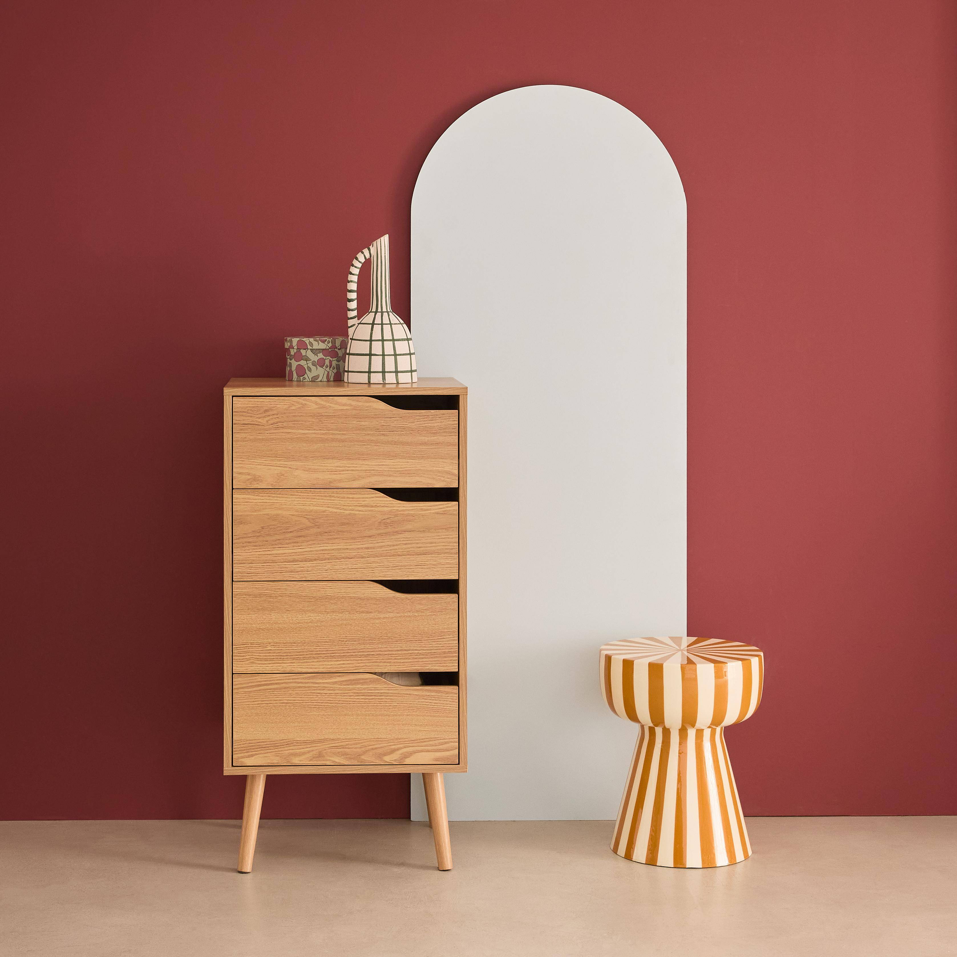 Kommode Holzdekor naturfarben 4 Schubladen - 48 x 39,6 x 96 cm - Nepal Photo1