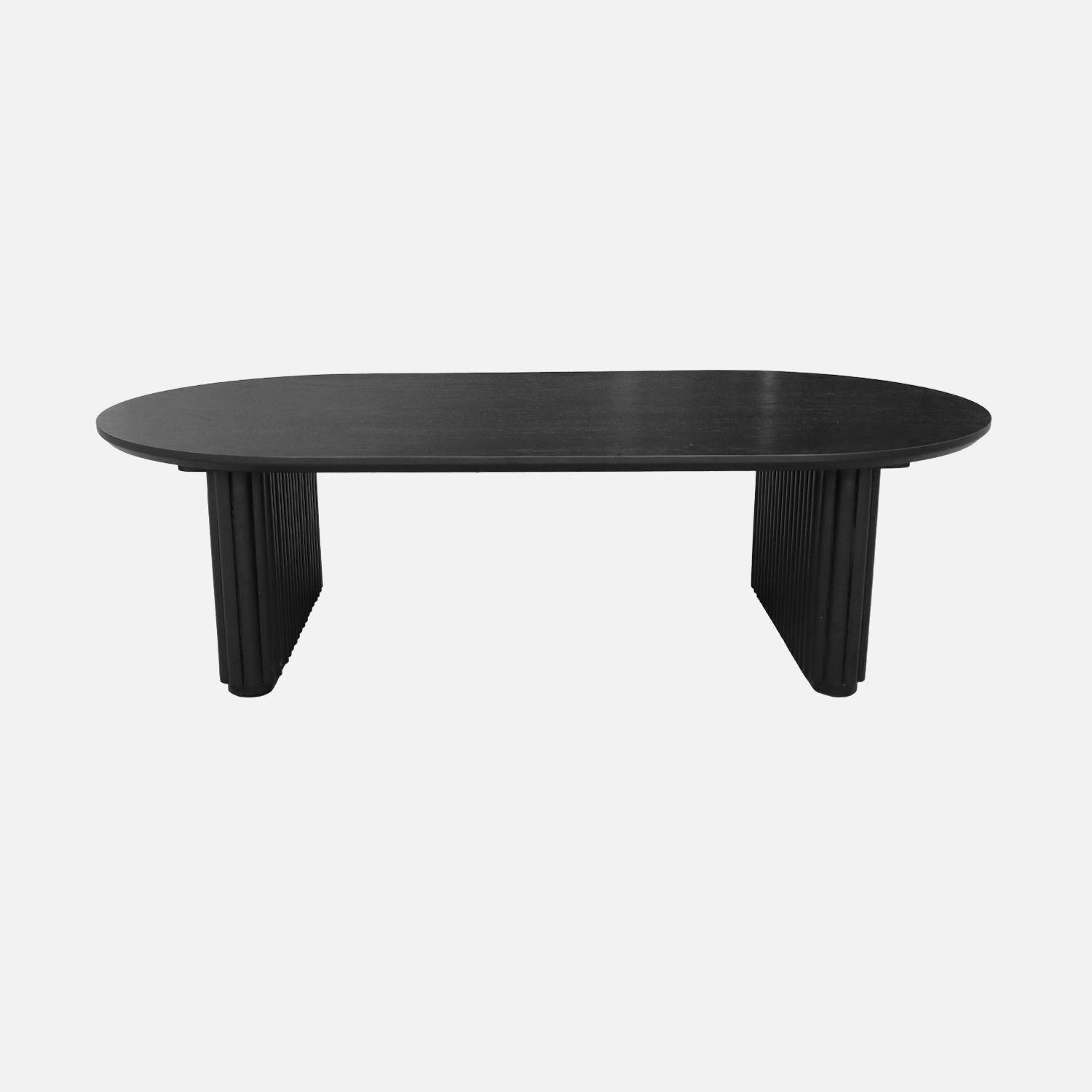 Table basse oblongue bois d'hévéa placage chêne noir - L 122 x P 65 x H 35 cm - Gabrielle Photo2