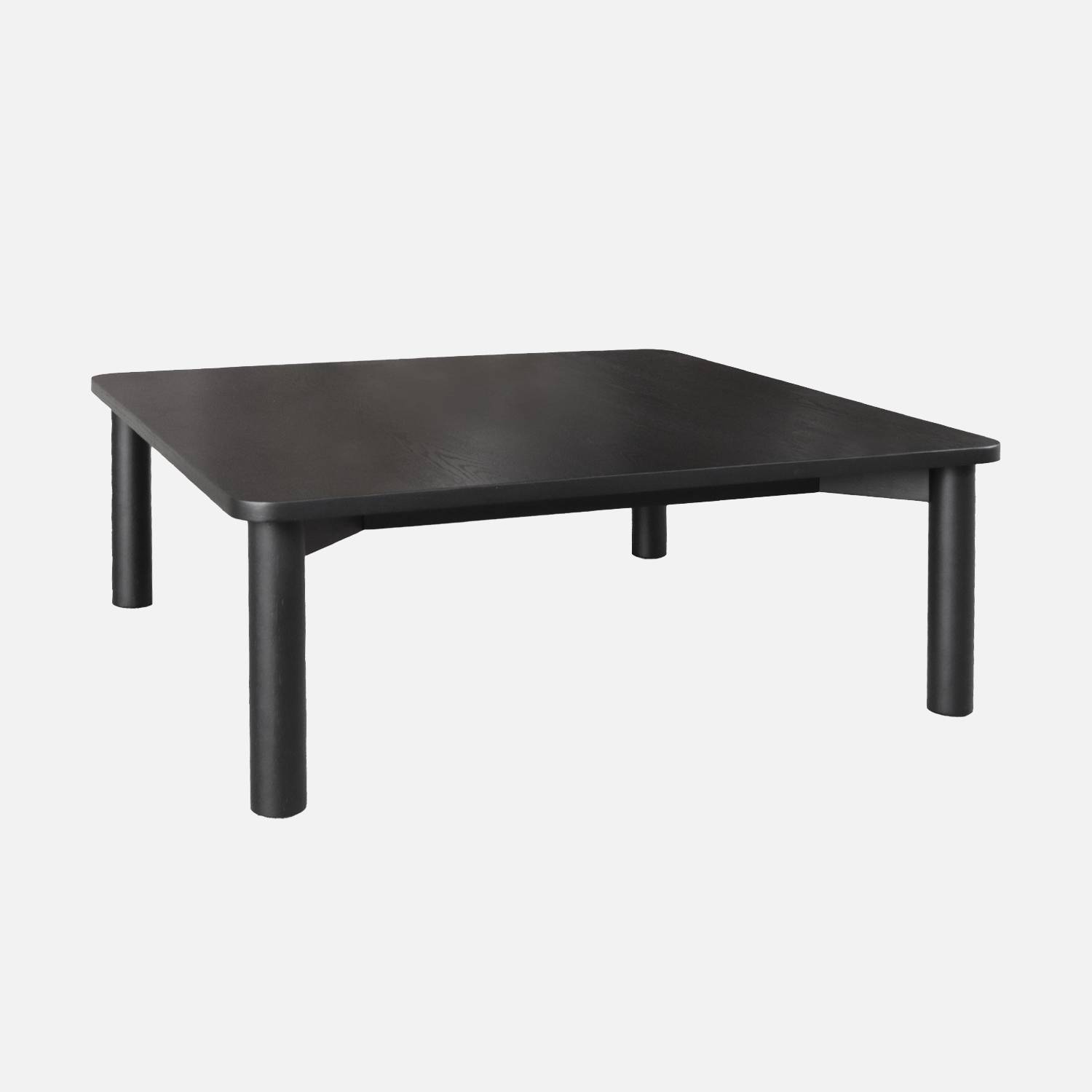 Mesa de centro cuadrada de madera de hevea con chapa de roble, Negro
