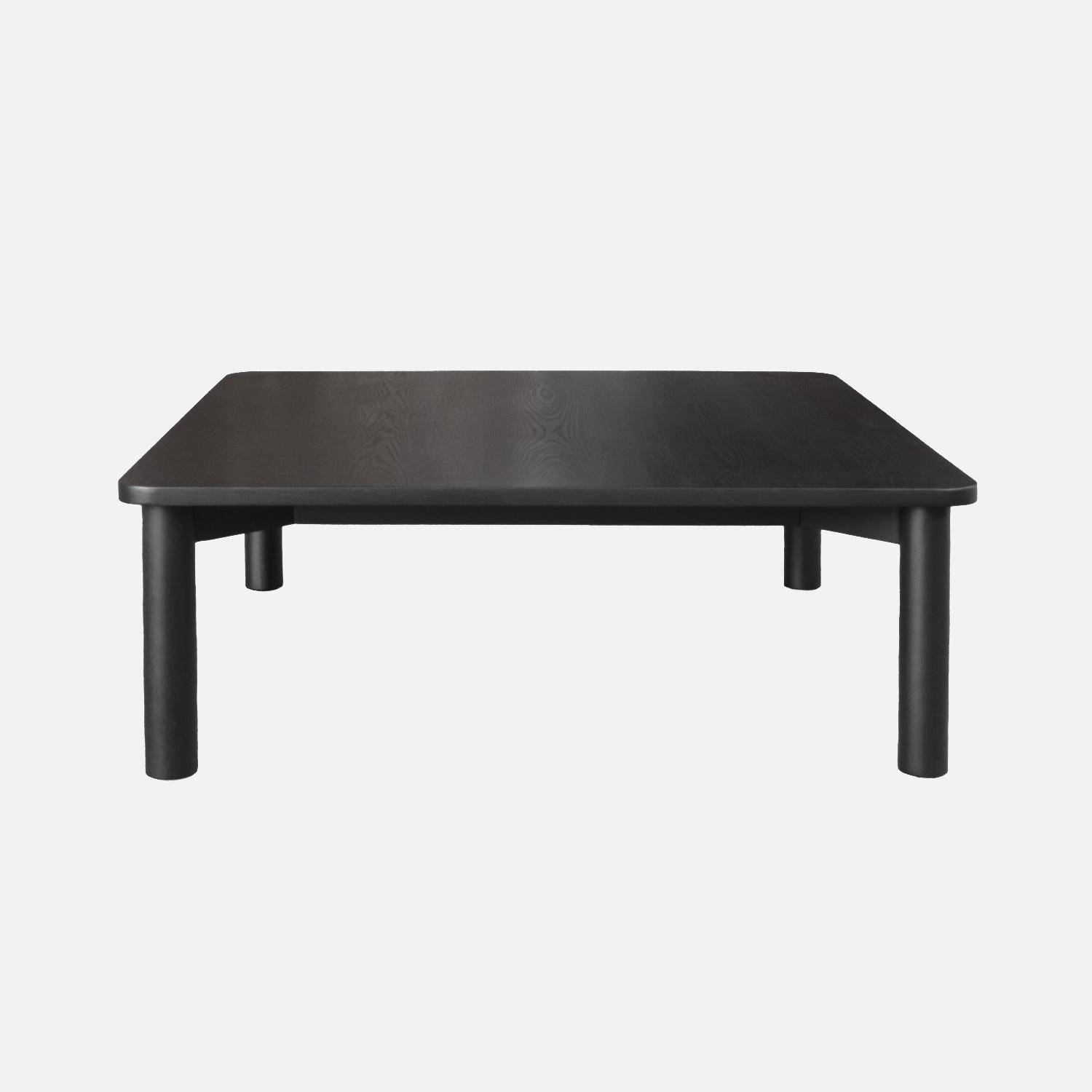 Table basse carrée bois d'hévéa placage chêne noir - 100 x 100 x 35 cm - Solène Photo2