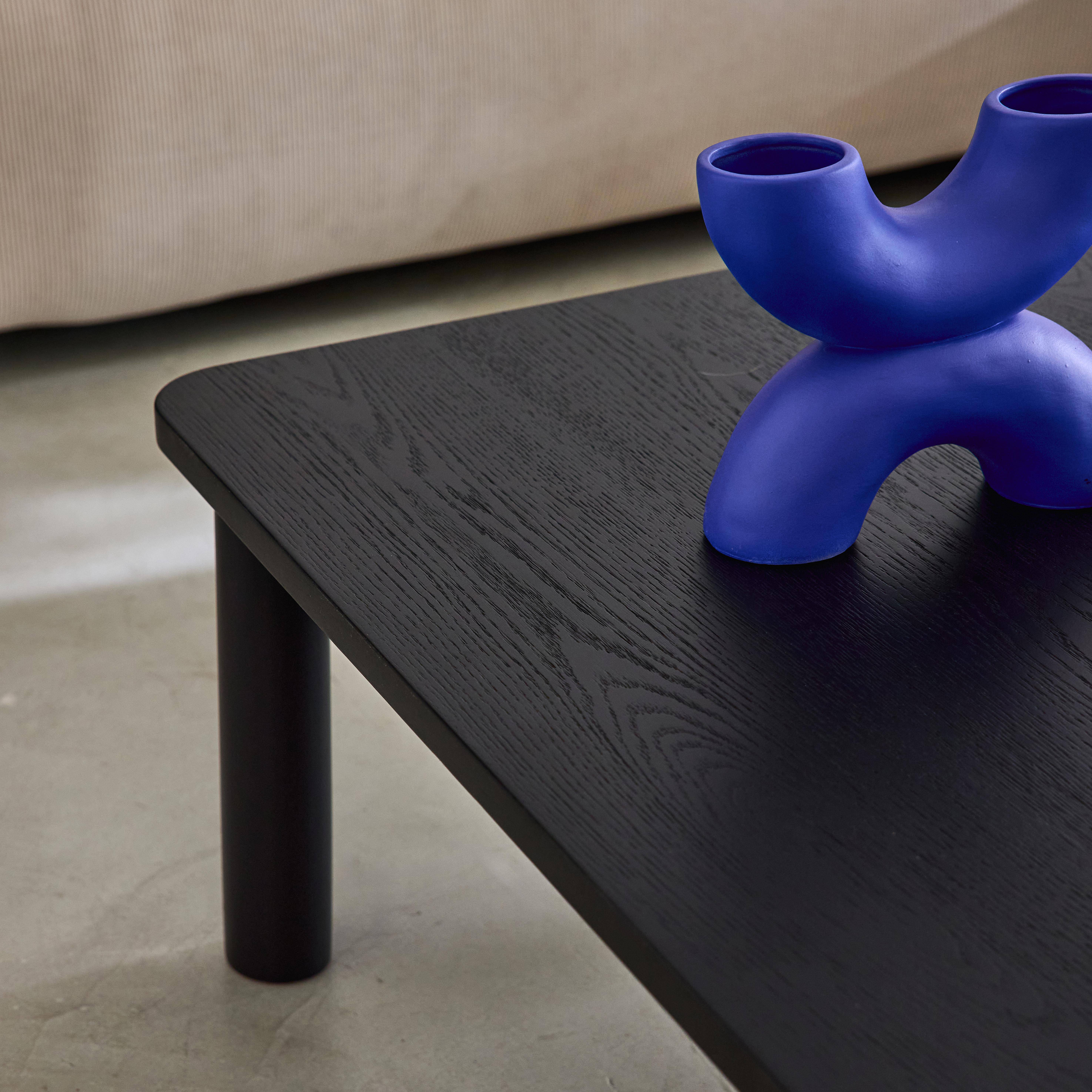 Table basse carrée bois d'hévéa placage chêne noir - 100 x 100 x 35 cm - Solène,sweeek,Photo3