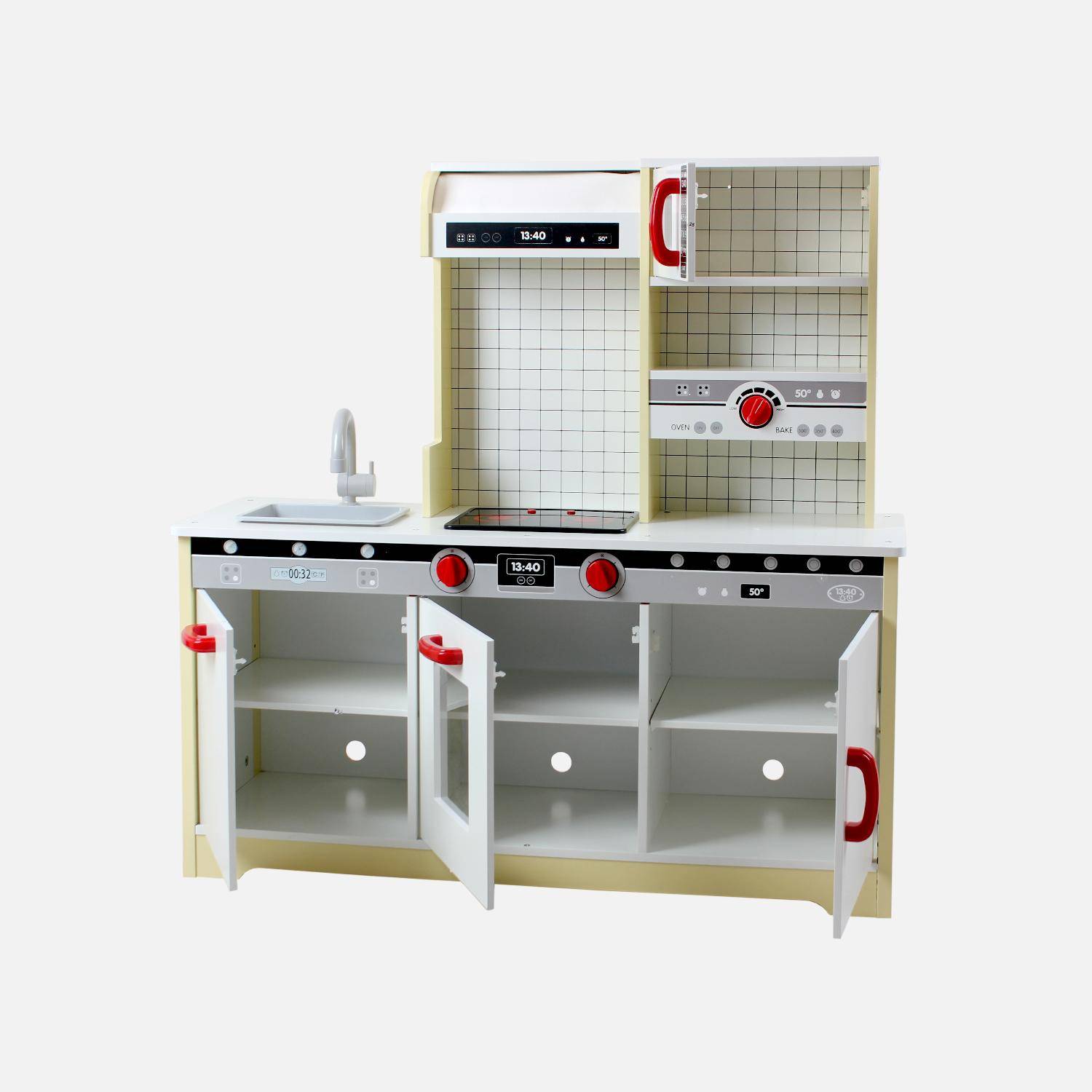 Gele houten kinderkeuken met 3 deuren - L 97,2 x D 30 x H 97 cm - Lolly,sweeek,Photo4