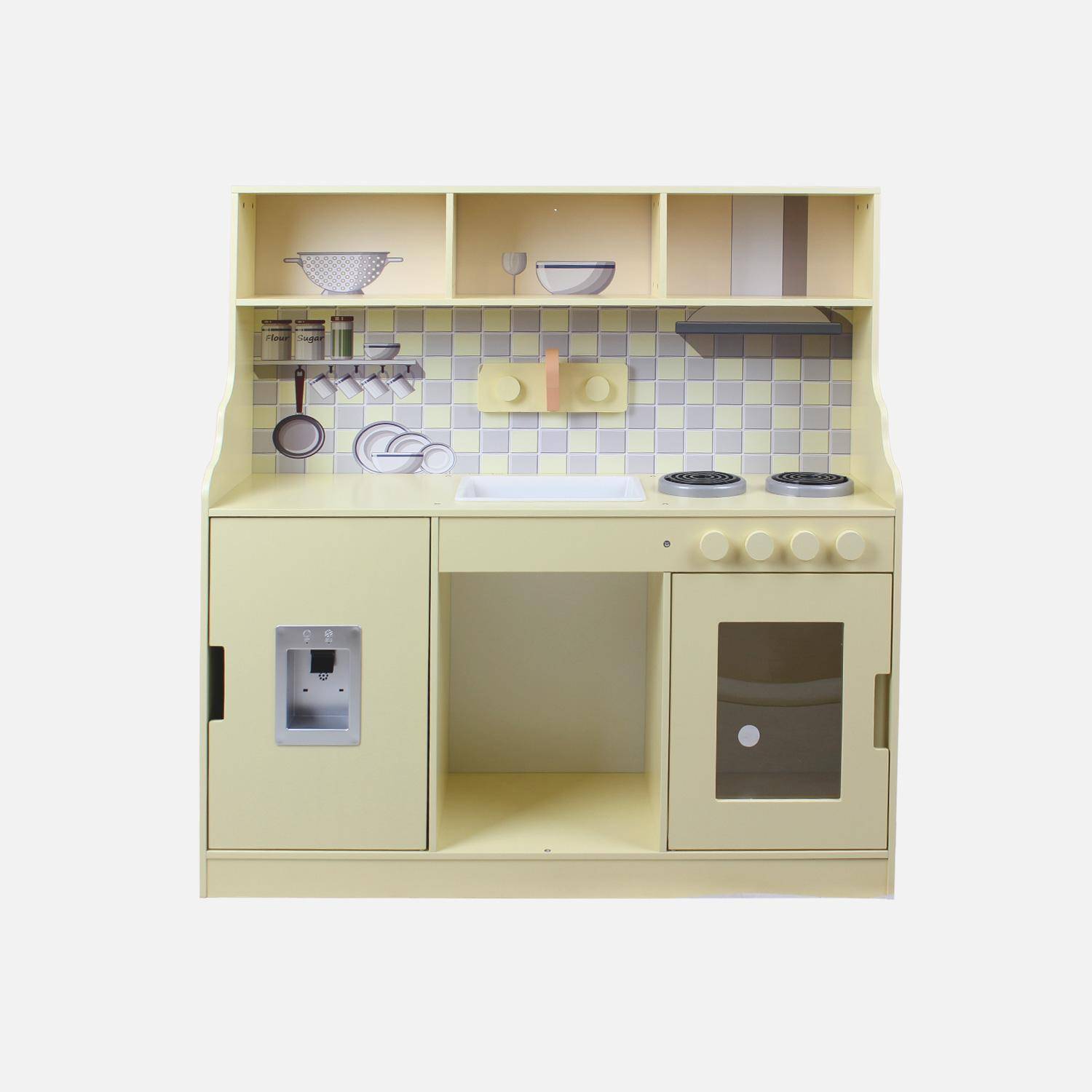 Cuisine en bois pour enfant jaune 2 portes - L 90 x P 30 x H 90 cm - Sunny Photo2