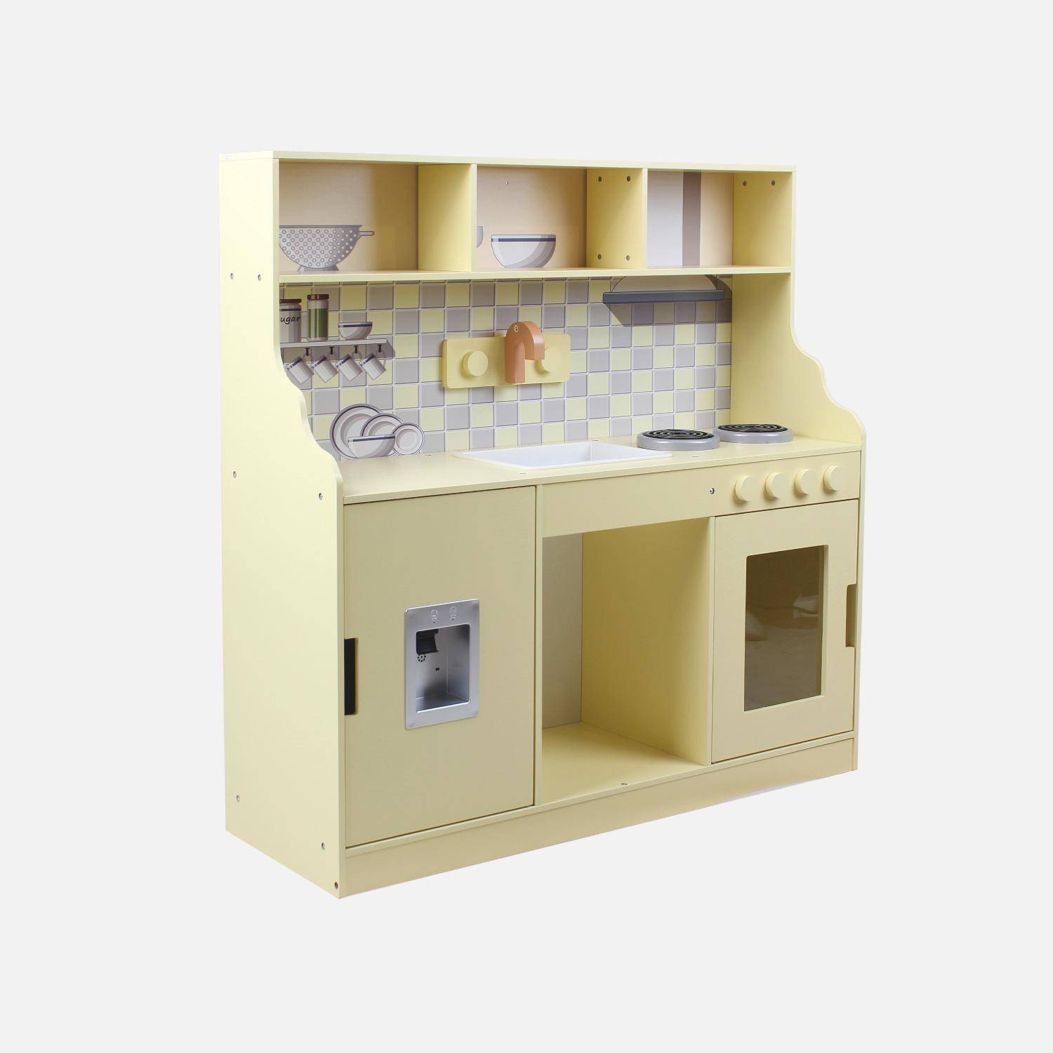 Drewniana kuchnia dla dzieci, żółta, 2-drzwiowa – dł. 90 x szer. 30 x wys. 90 cm – Sunny,sweeek,Photo2