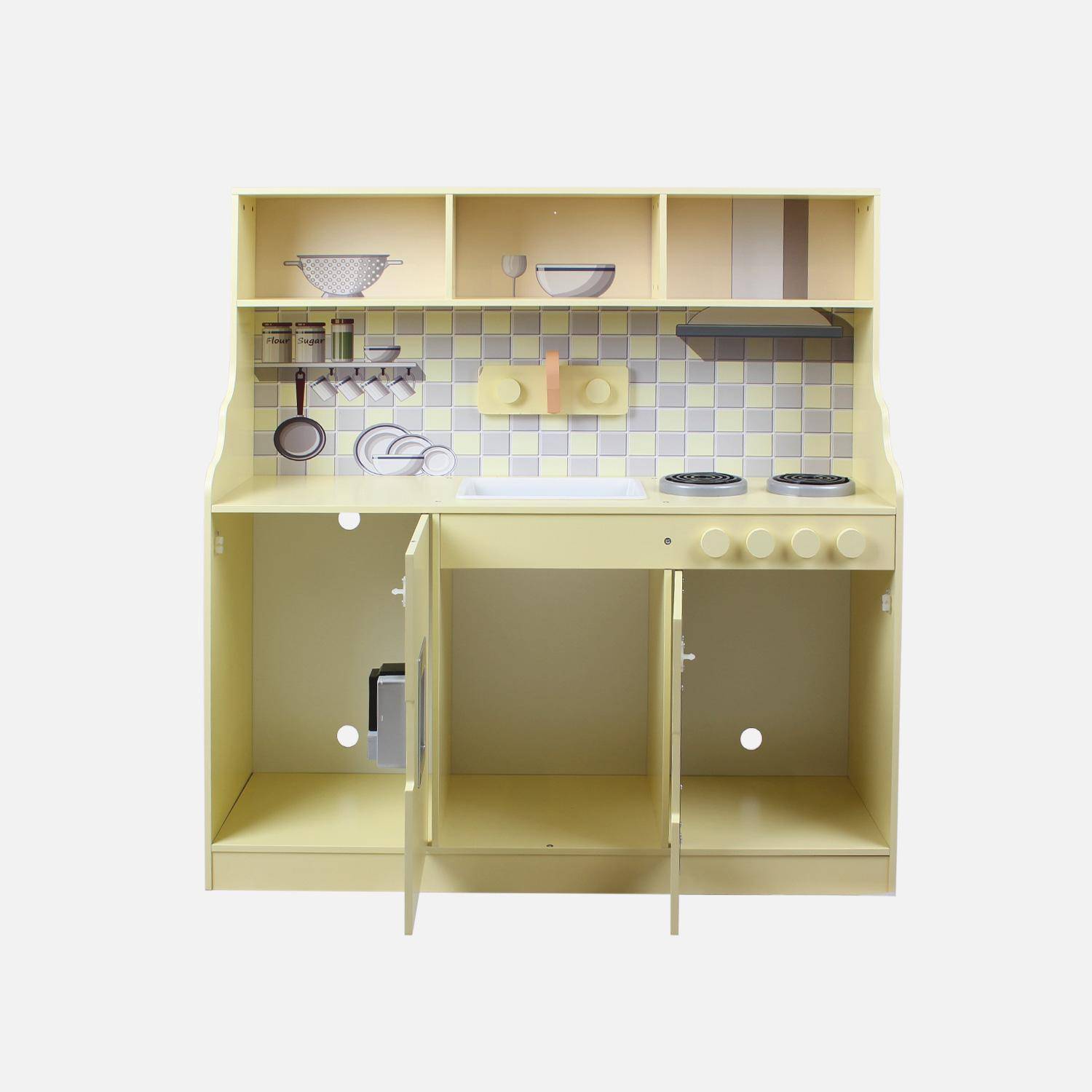 Cuisine en bois pour enfant jaune 2 portes - L 90 x P 30 x H 90 cm - Sunny,sweeek,Photo3