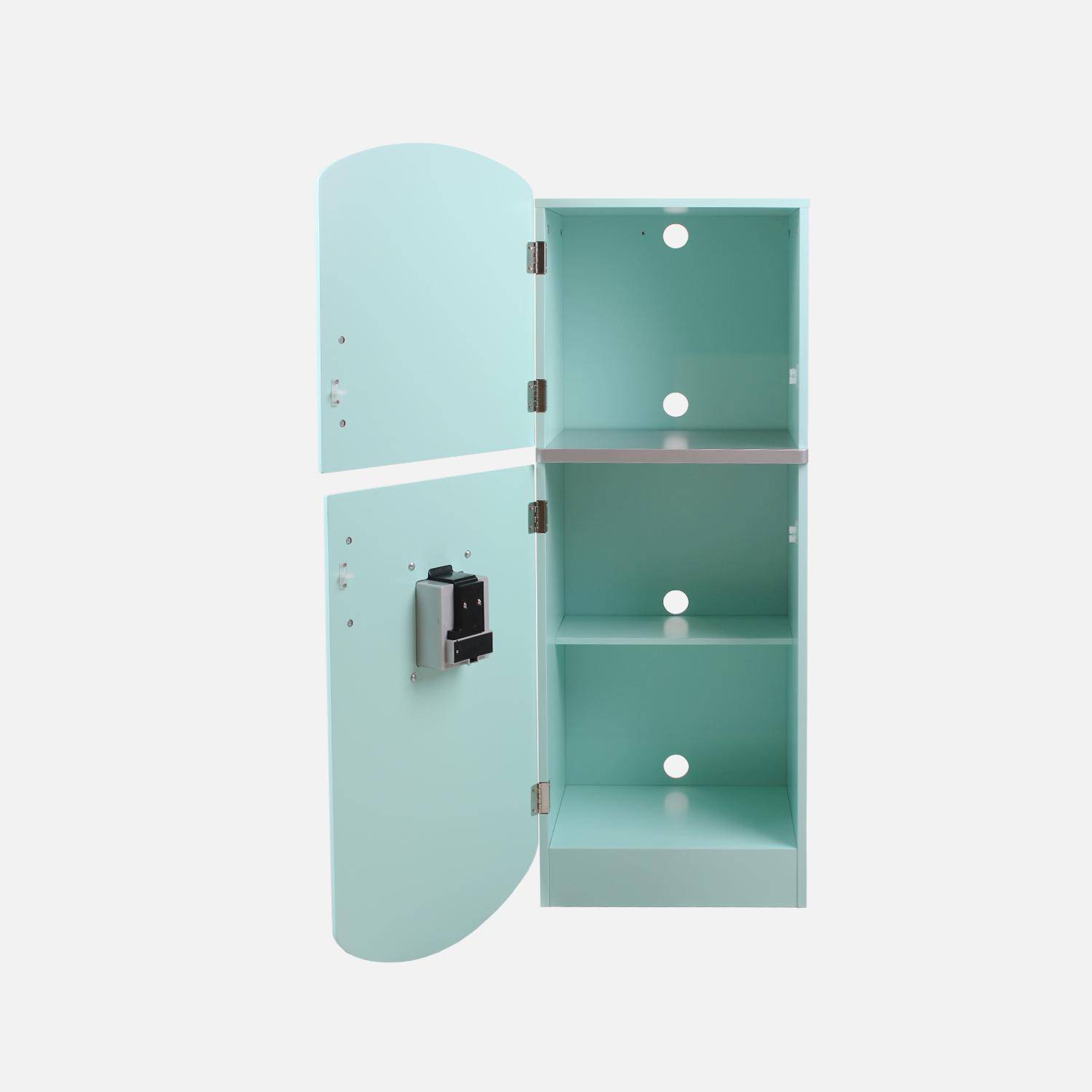 Cuisine en bois pour enfant 3 portes avec frigo bleu - L 100 x P 29 x H 94,5 cm - Fizzy Photo4