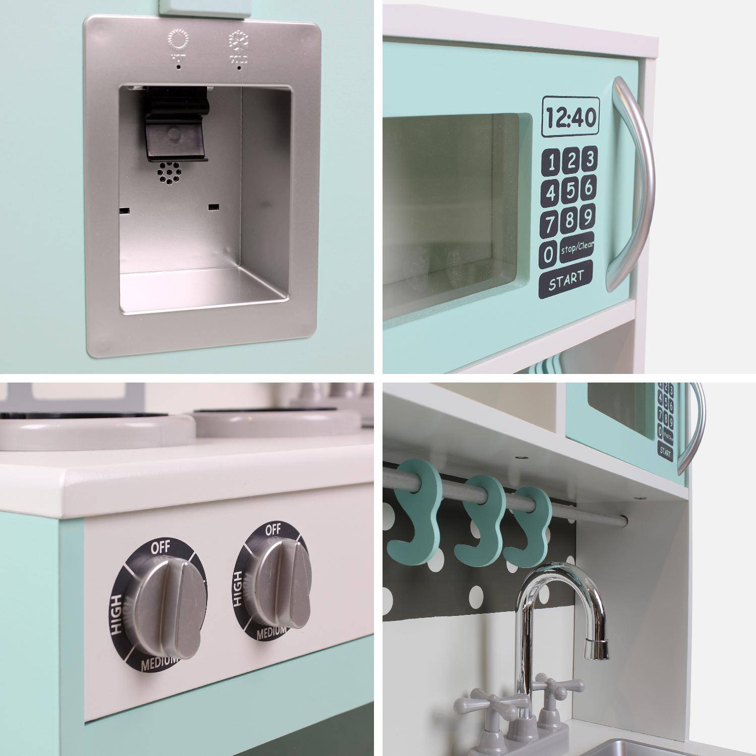 Cuisine en bois pour enfant 3 portes avec frigo bleu - L 100 x P 29 x H 94,5 cm - Fizzy Photo5