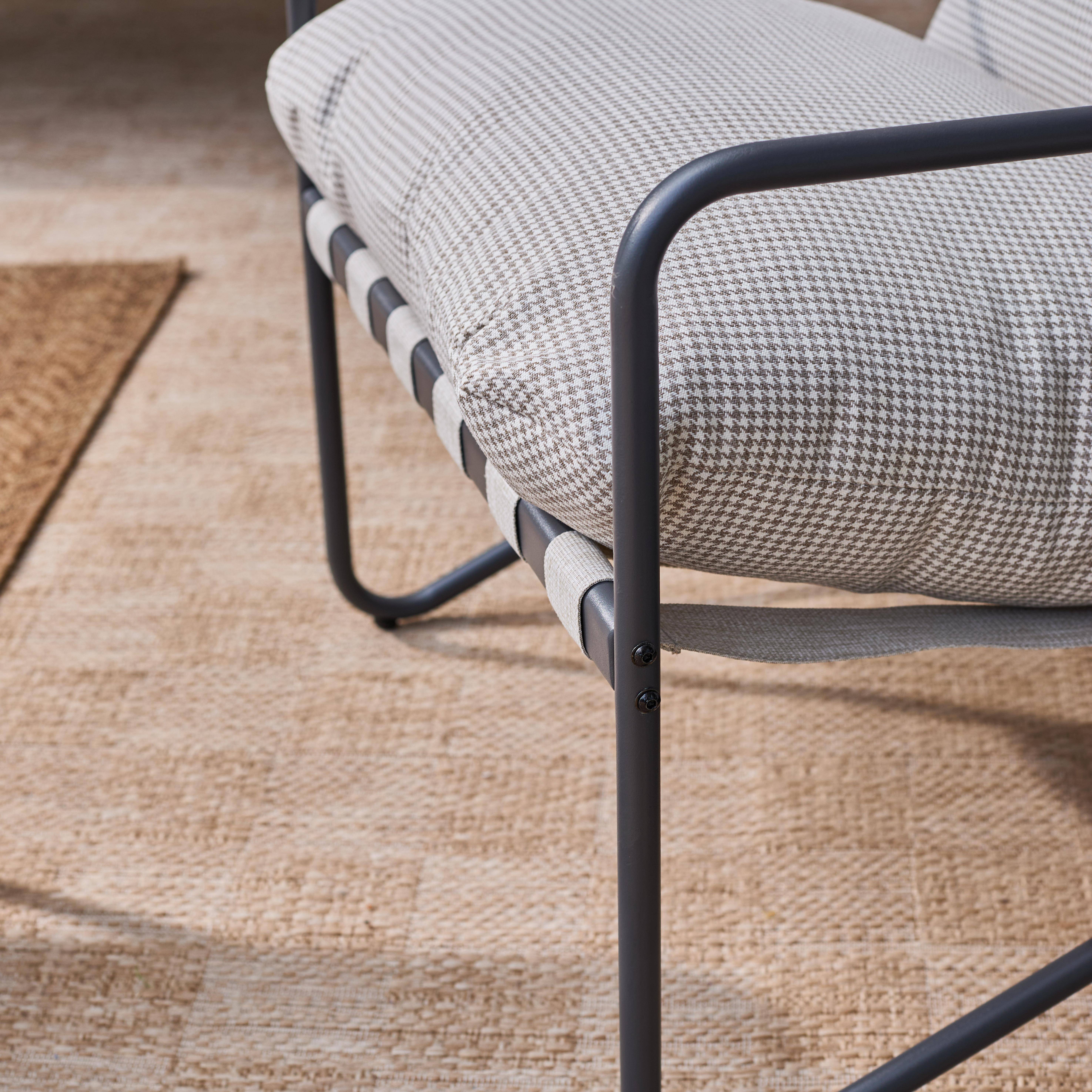 Salon de jardin 4 places avec table en métal, avec des sangles, anthracite et blanc,sweeek,Photo4