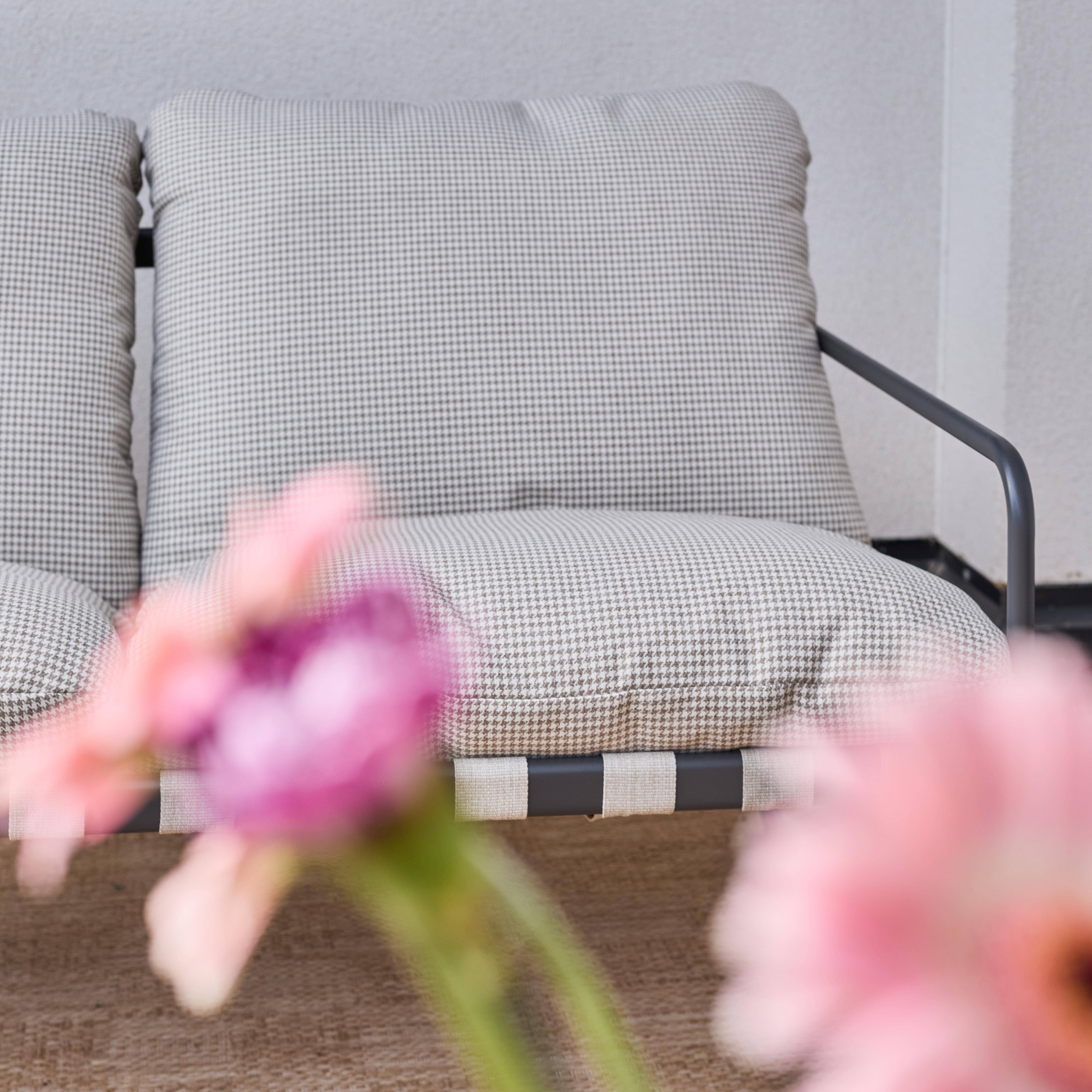 Salon de jardin 4 places avec table en métal, avec des sangles, anthracite et blanc Photo5