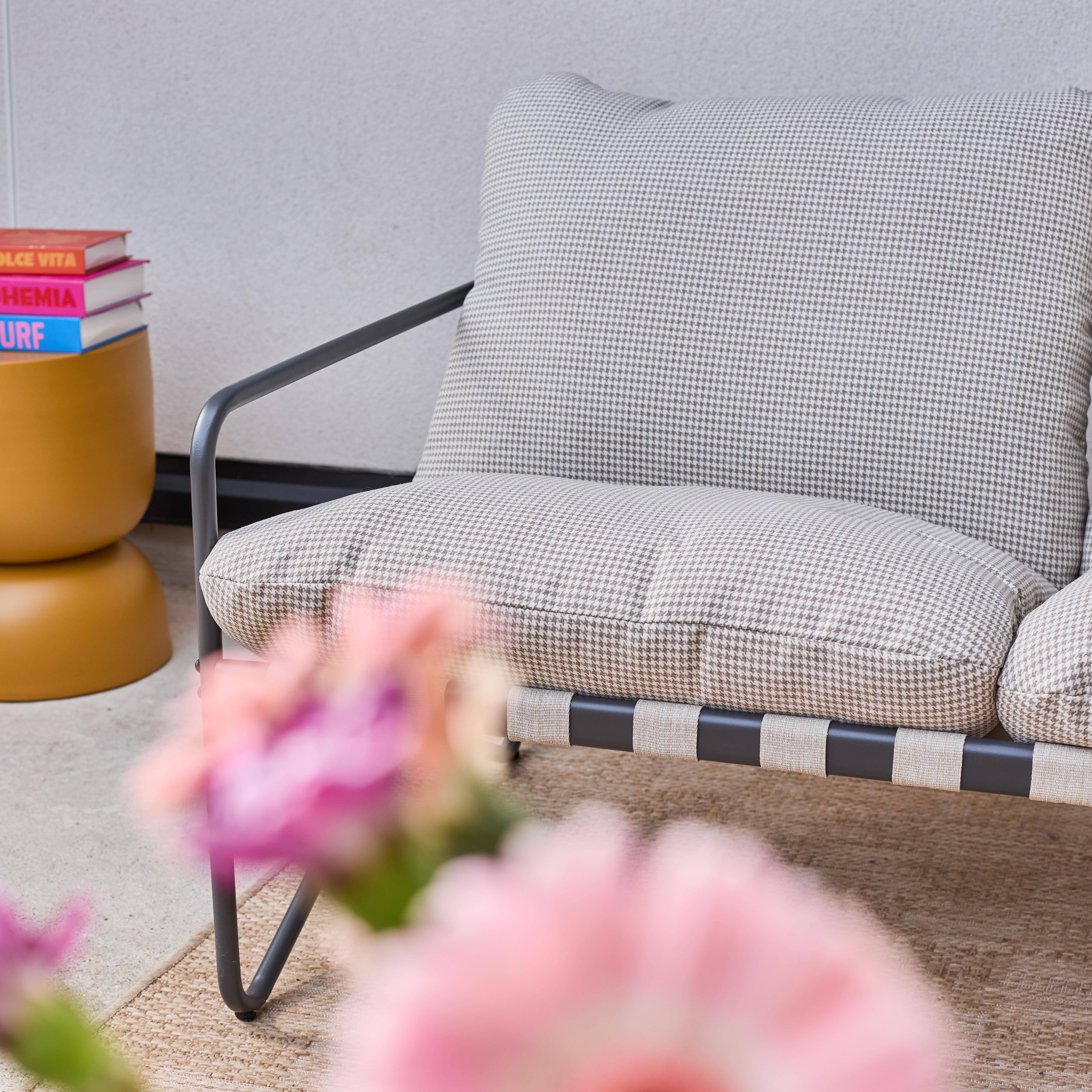 Salon de jardin 4 places avec table en métal, avec des sangles, anthracite et blanc Photo6