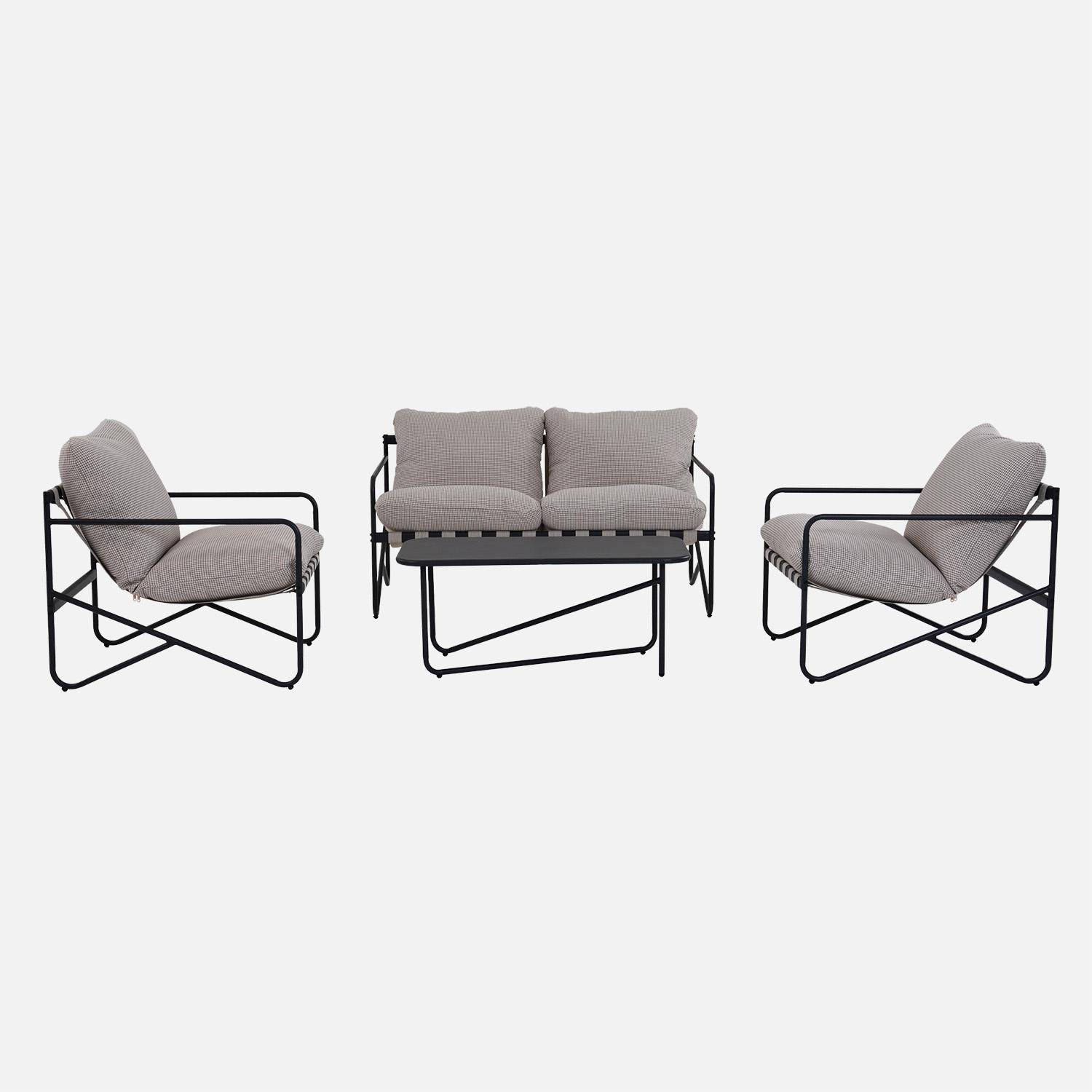 4-zits loungeset met tafel metaal voor tuin terras buiten antraciet/wit - Alcamo,sweeek,Photo10