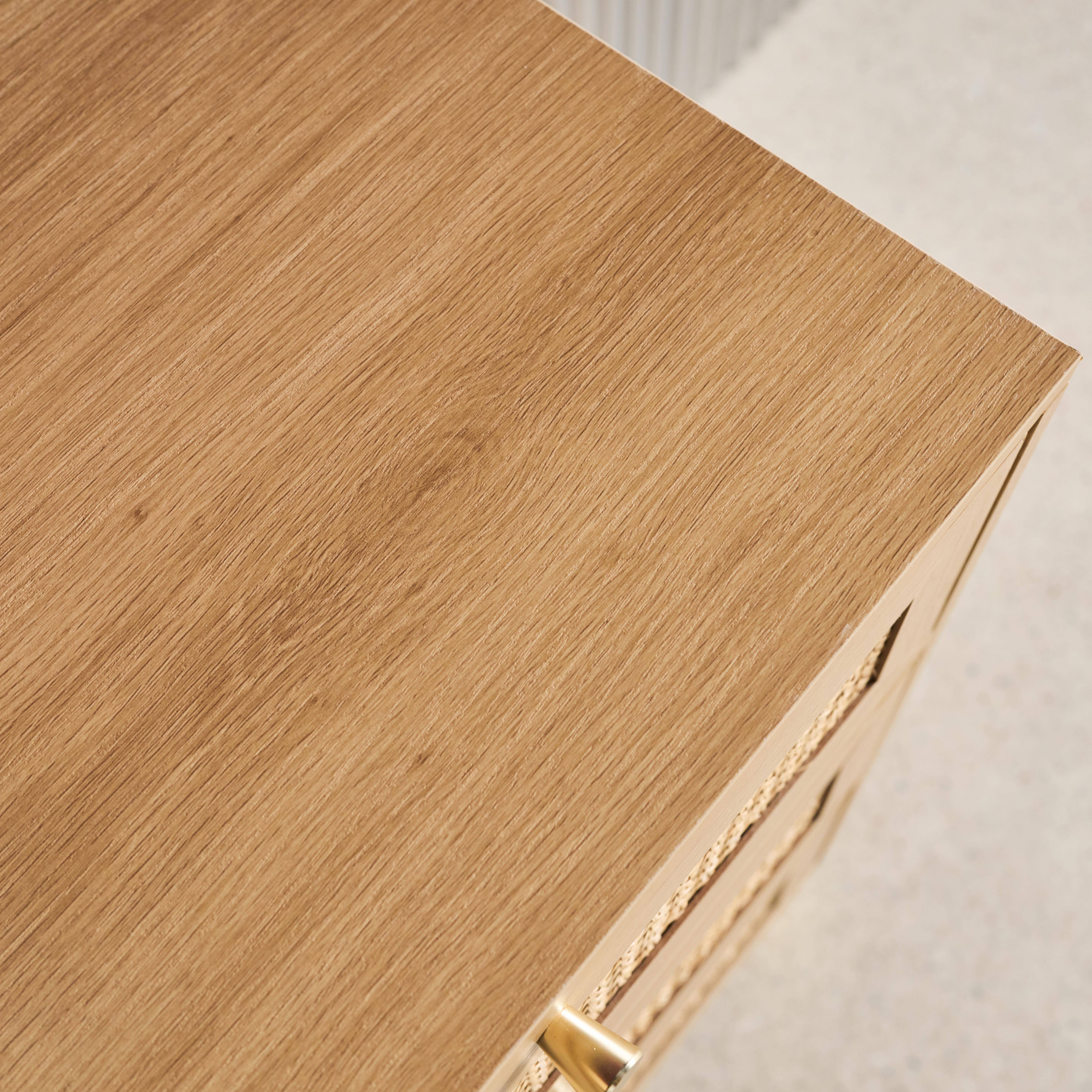 Cômoda decoração madeira e palhinha 3 gavetas, Judith, Natural, 90x40x80 cm Photo3