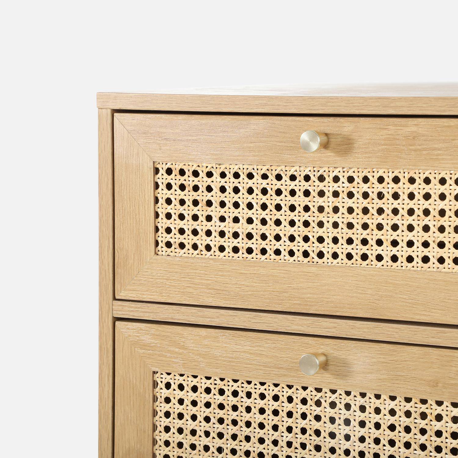 Commode décor bois et cannage 3 tiroirs teinte naturelle - 90 x 40 x 80 cm - Judith  Photo4