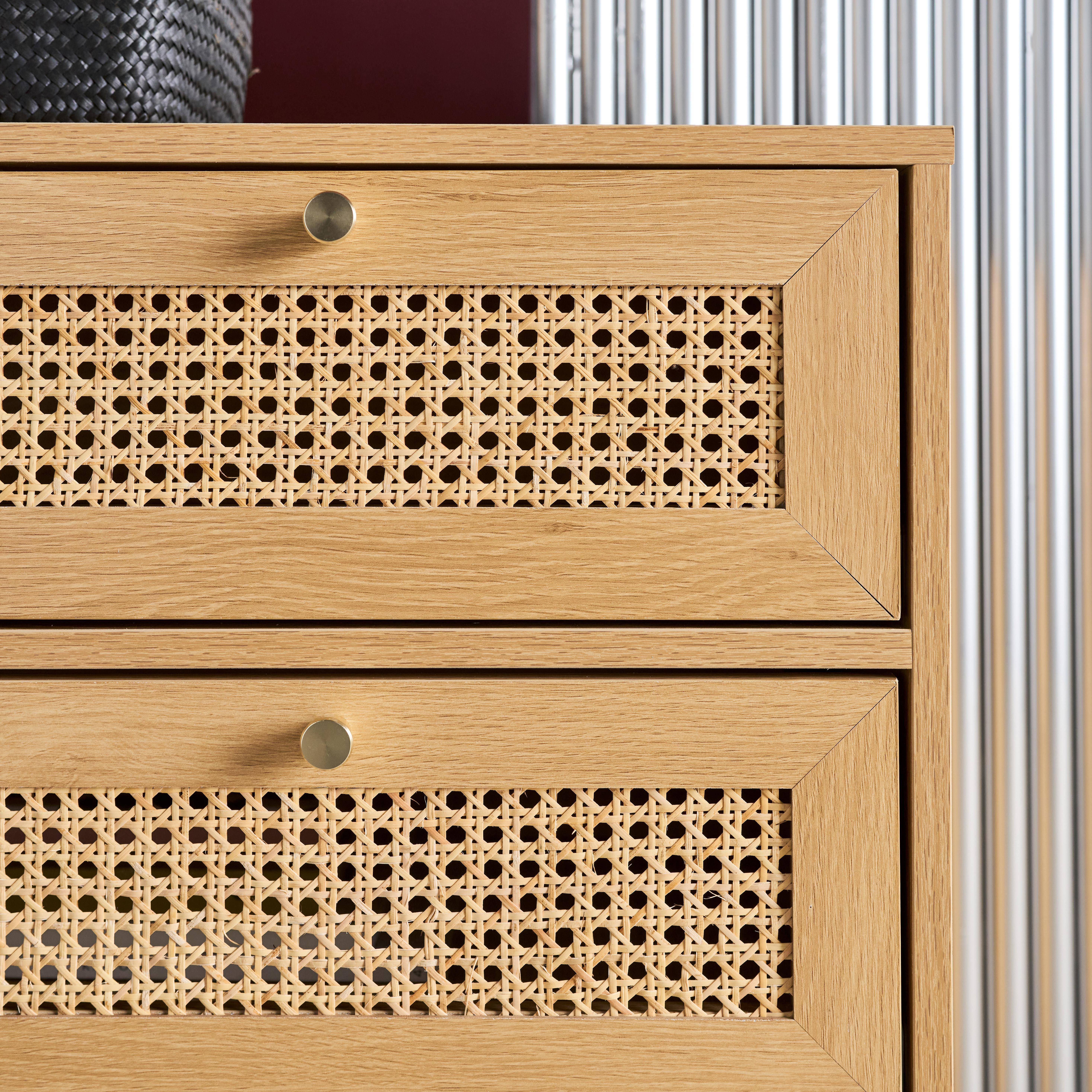 Cômoda decoração madeira e palhinha 3 gavetas, Judith, Natural, 90x40x80 cm,sweeek,Photo5