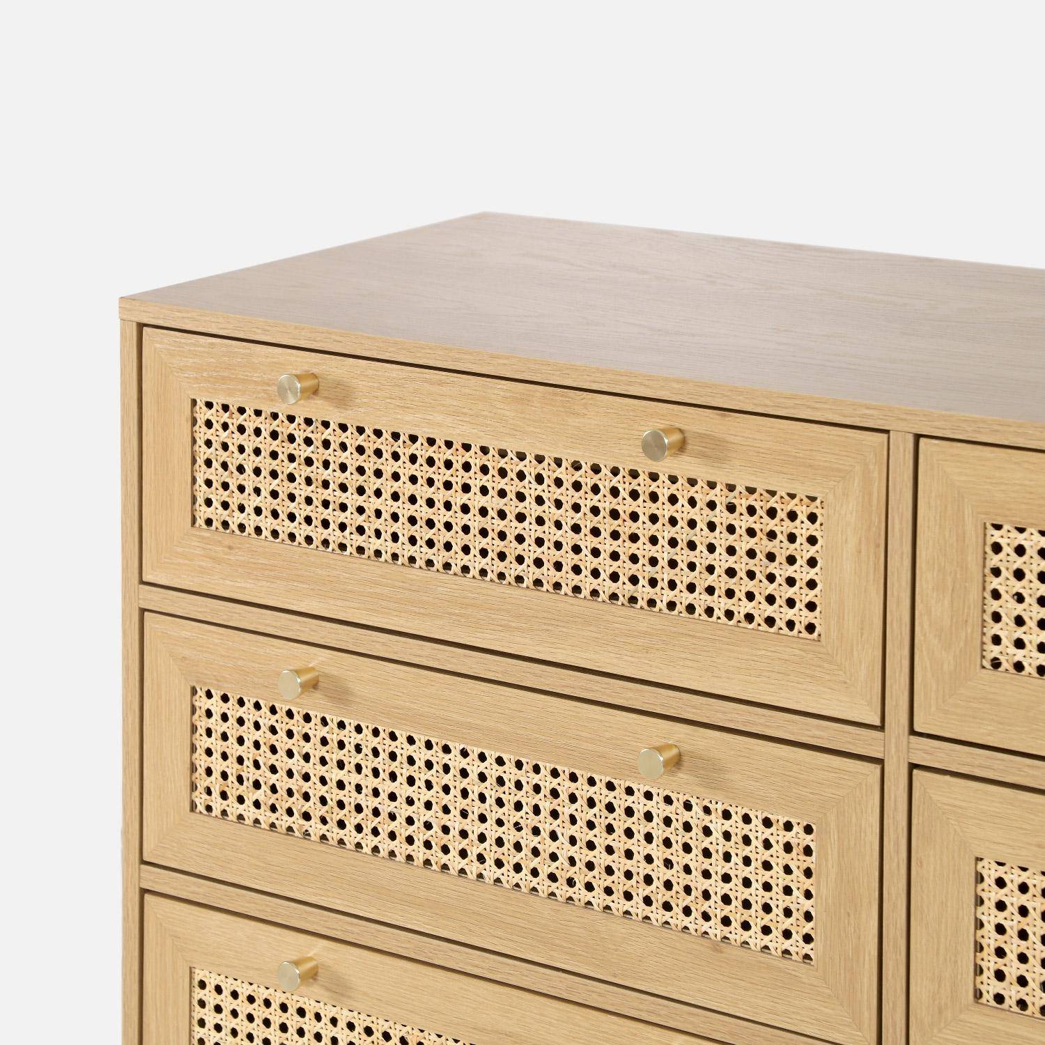Commode décor bois et cannage 6 tiroirs teinte naturelle - 53 x 33,5 x 12,5 cm - Judith  Photo4