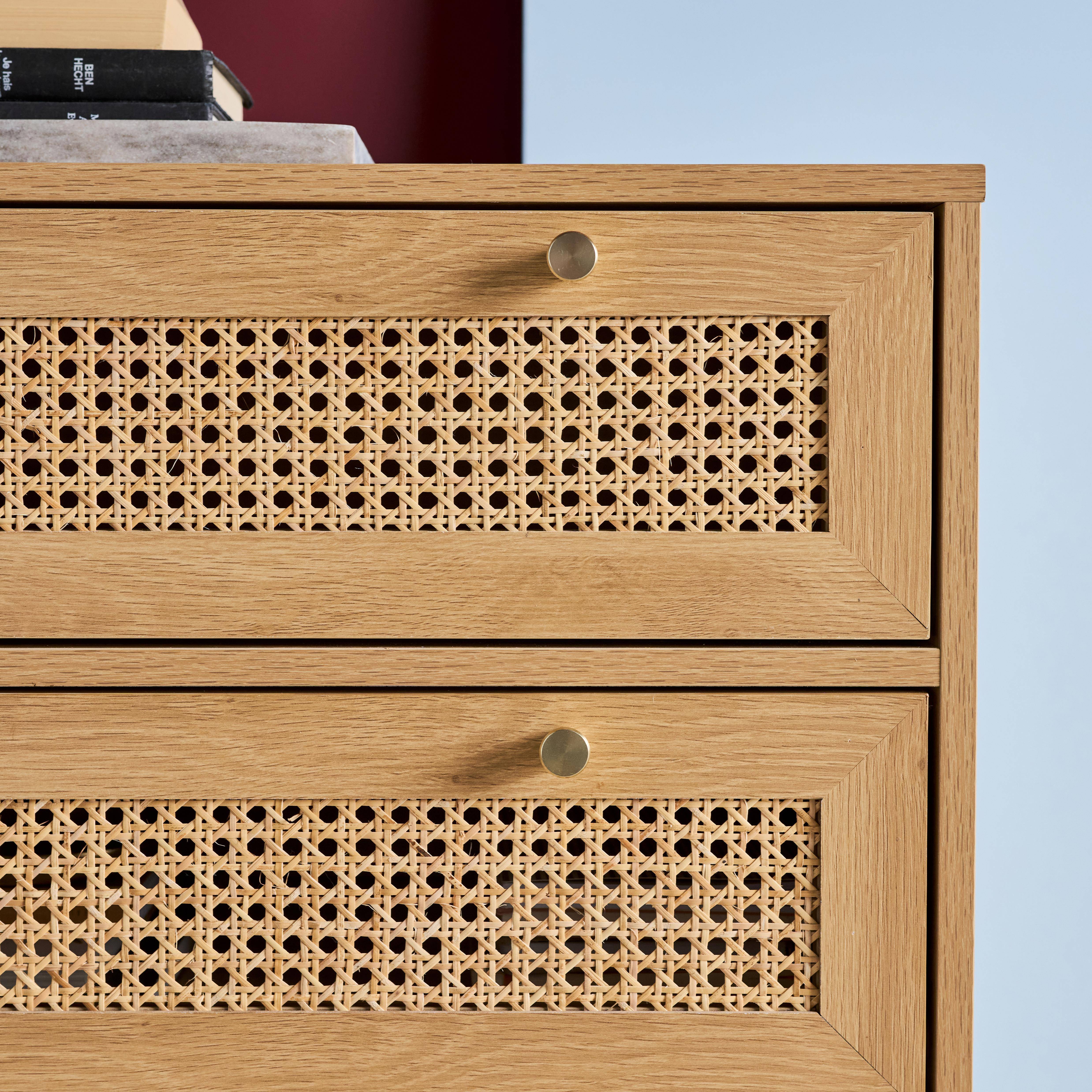 Commode décor bois et cannage 6 tiroirs teinte naturelle - 53 x 33,5 x 12,5 cm - Judith  Photo5