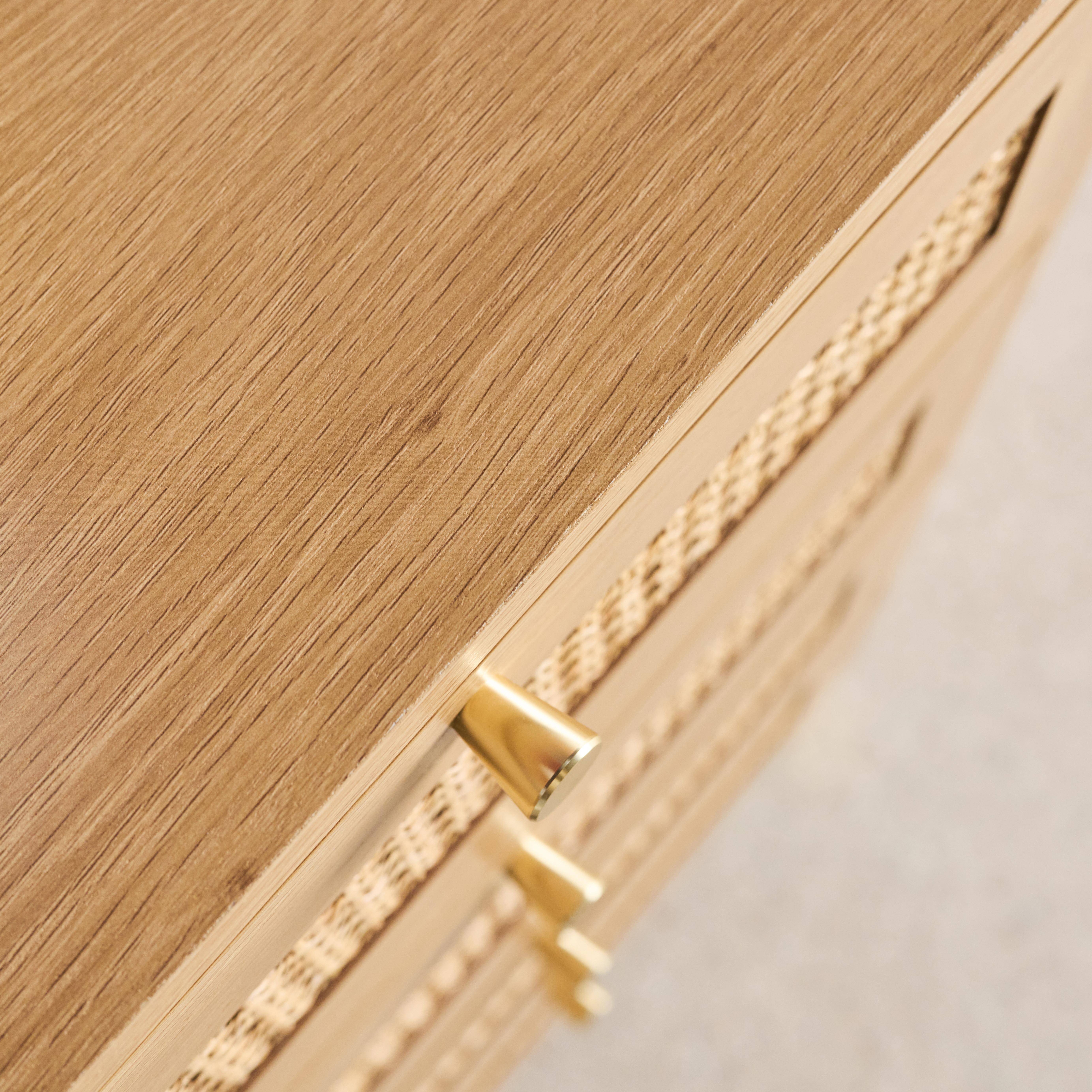 sweeek Armadio in Canna ed Effetto Legno a 2 Ante, Boheme, Marrone Naturale, 90x59x179.5 cm