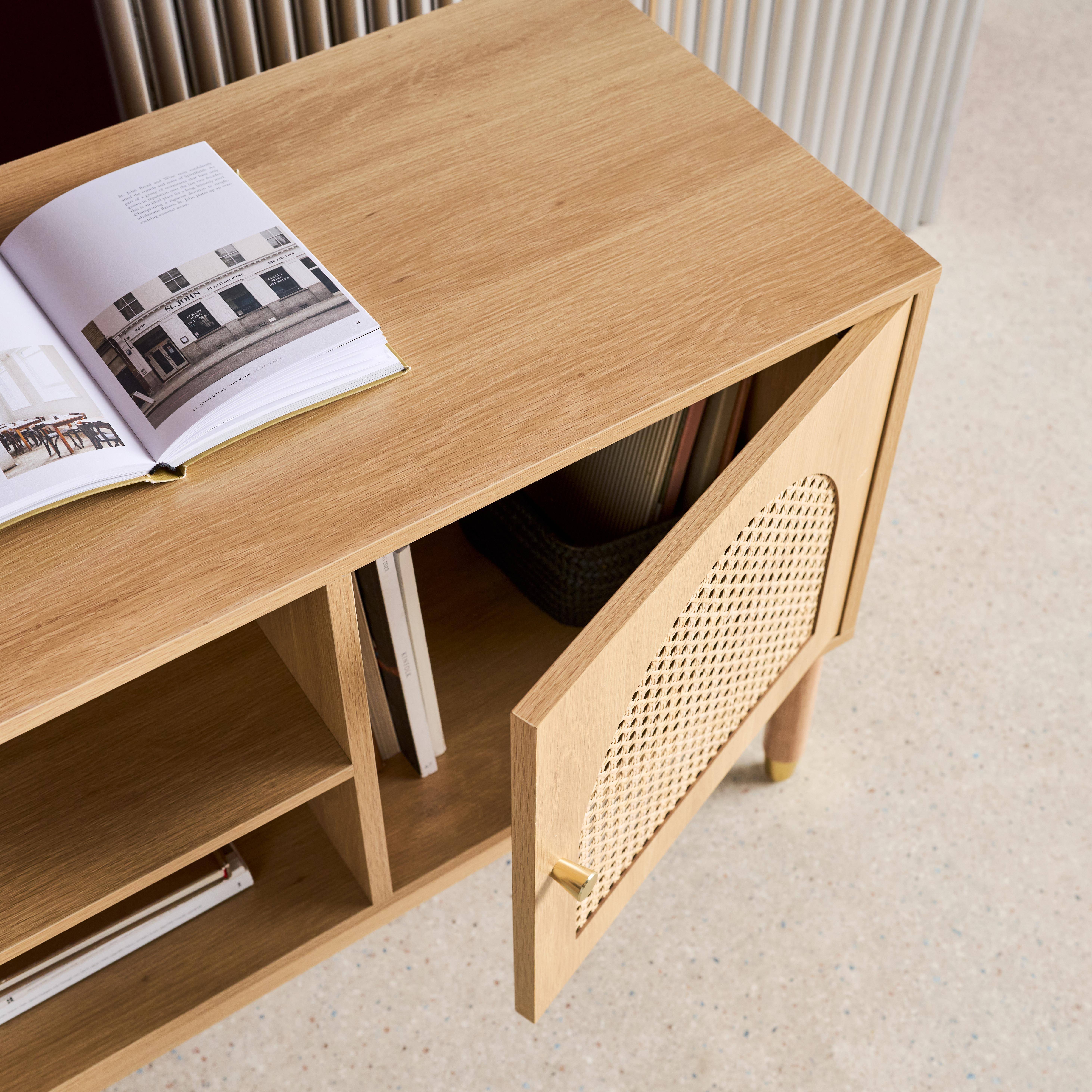 Móvel TV decorativo madeira e palha 2 portas, 140cm, Judith, Natural, 140x40x60 cm,sweeek,Photo6