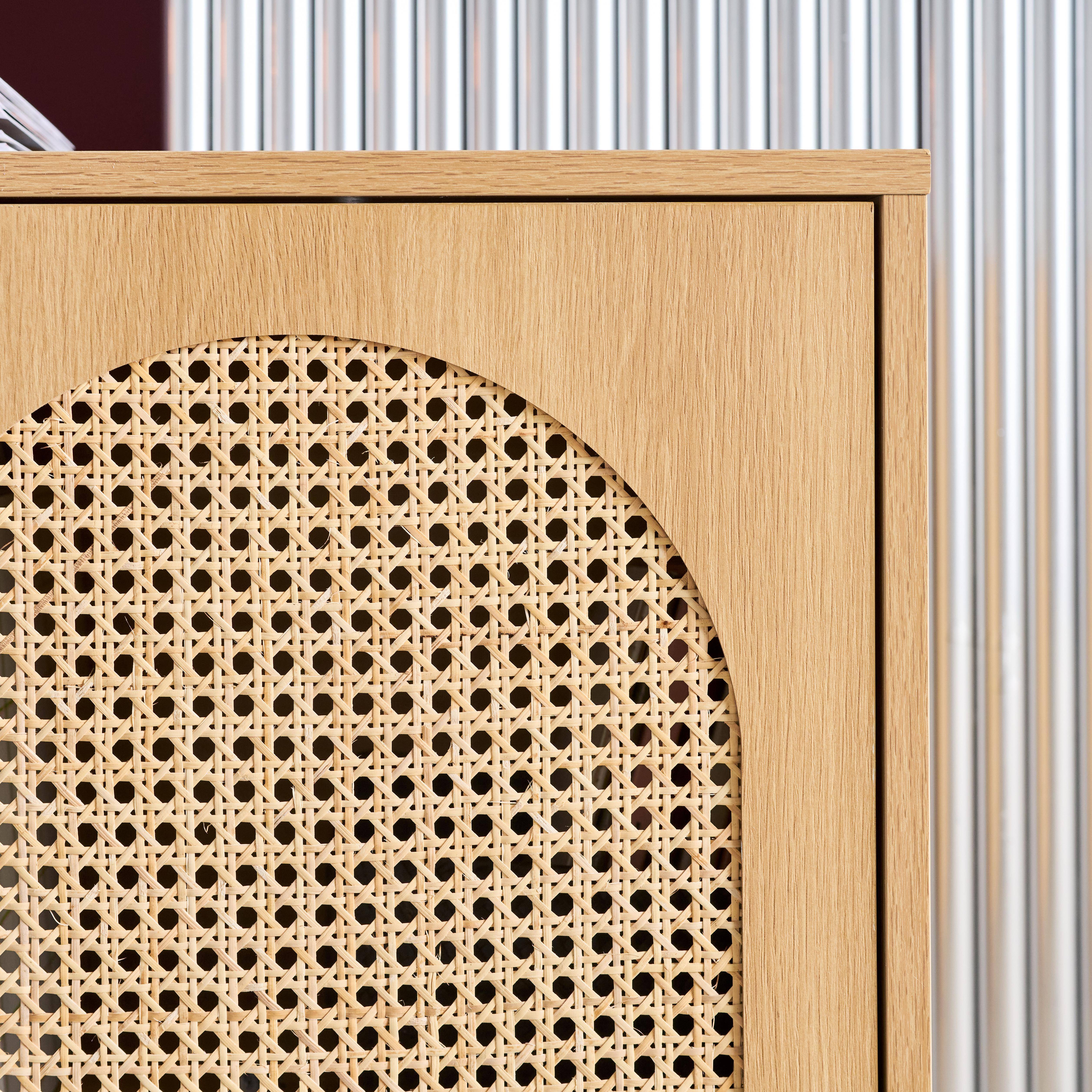 Móvel TV decorativo madeira e palha 2 portas, 140cm, Judith, Natural, 140x40x60 cm Photo4