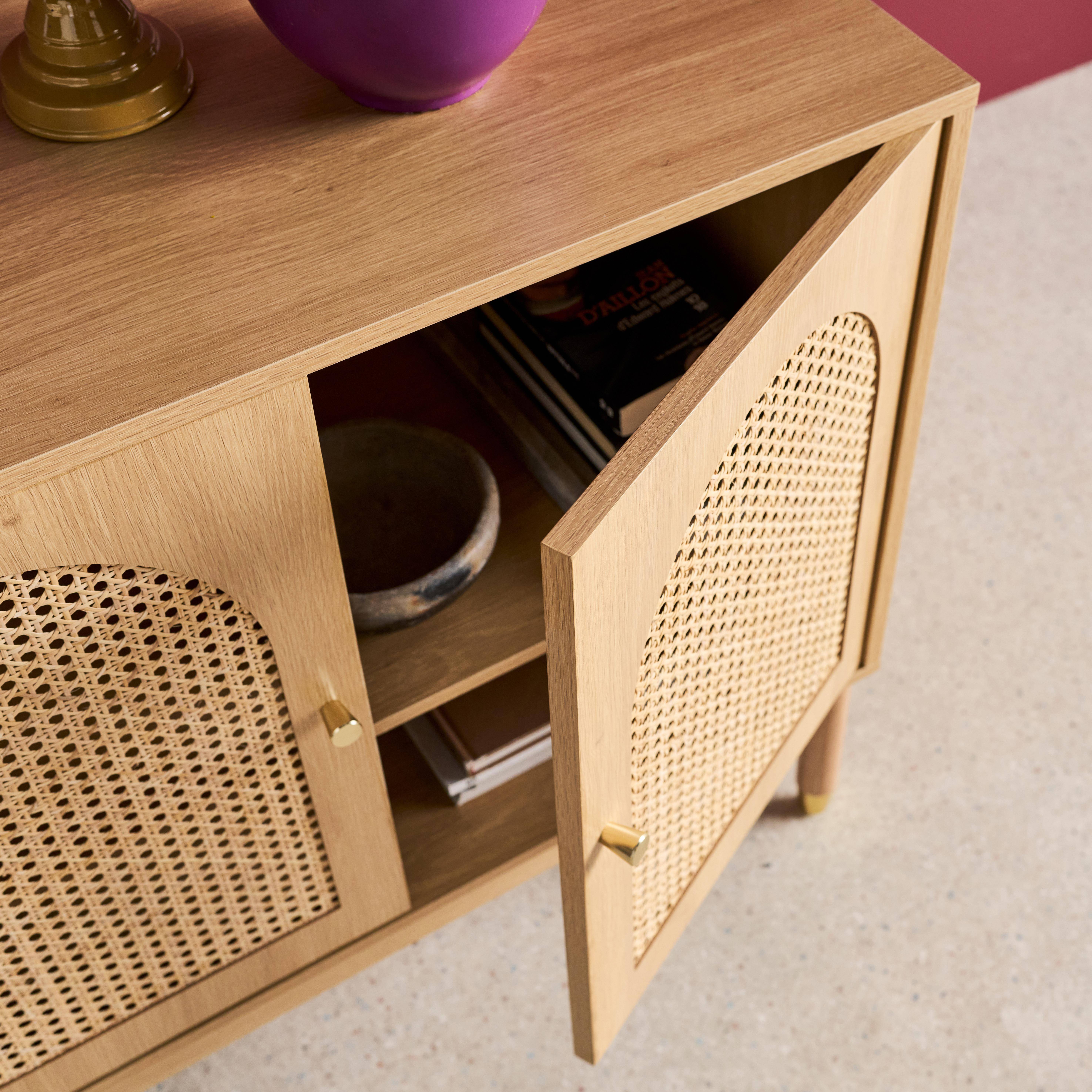 Aparador decor madeira e palhinha 3 portas, 120cm, Judith, Natural, 120x40x75 cm,sweeek,Photo3