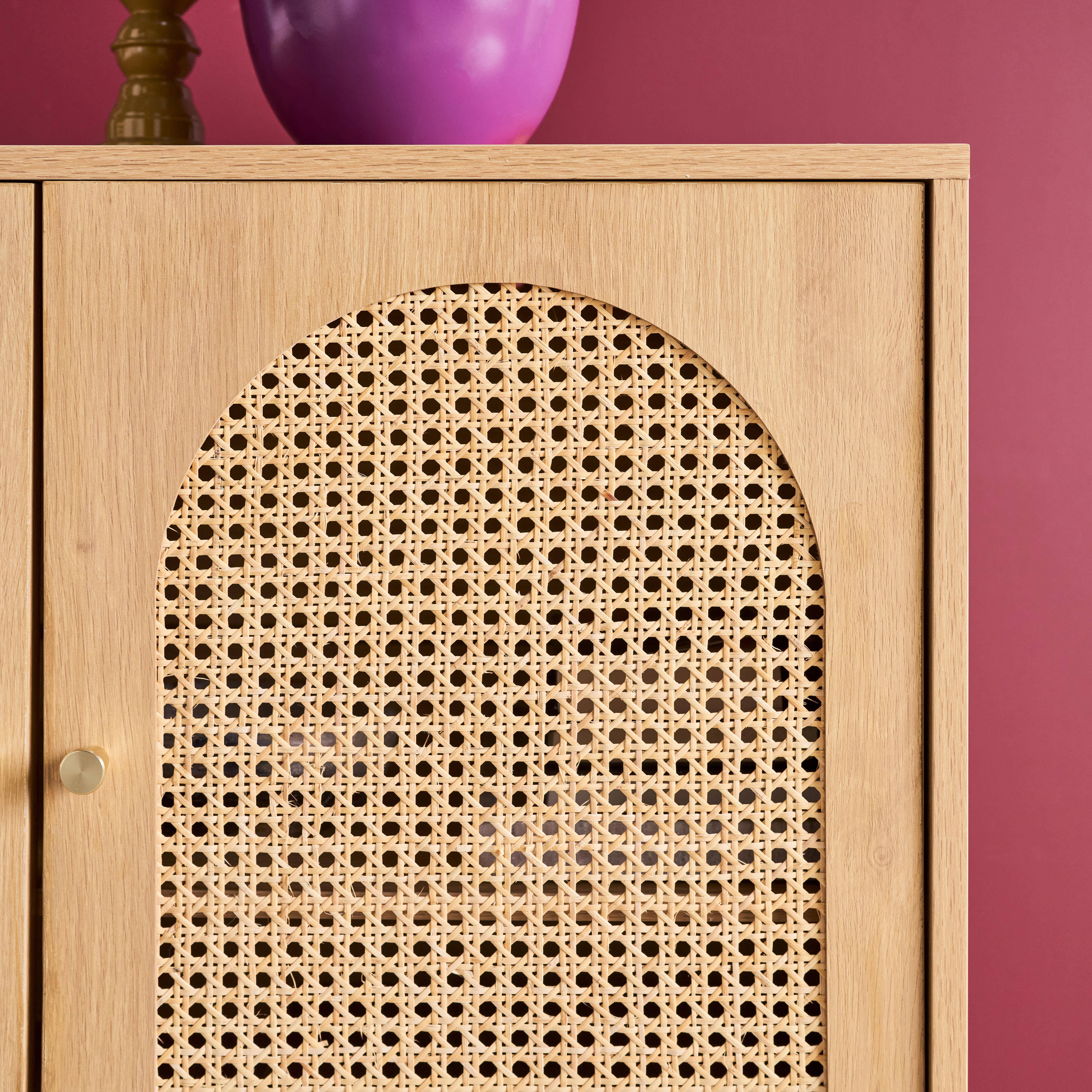 Aparador decor madeira e palhinha 3 portas, 120cm, Judith, Natural, 120x40x75 cm,sweeek,Photo4