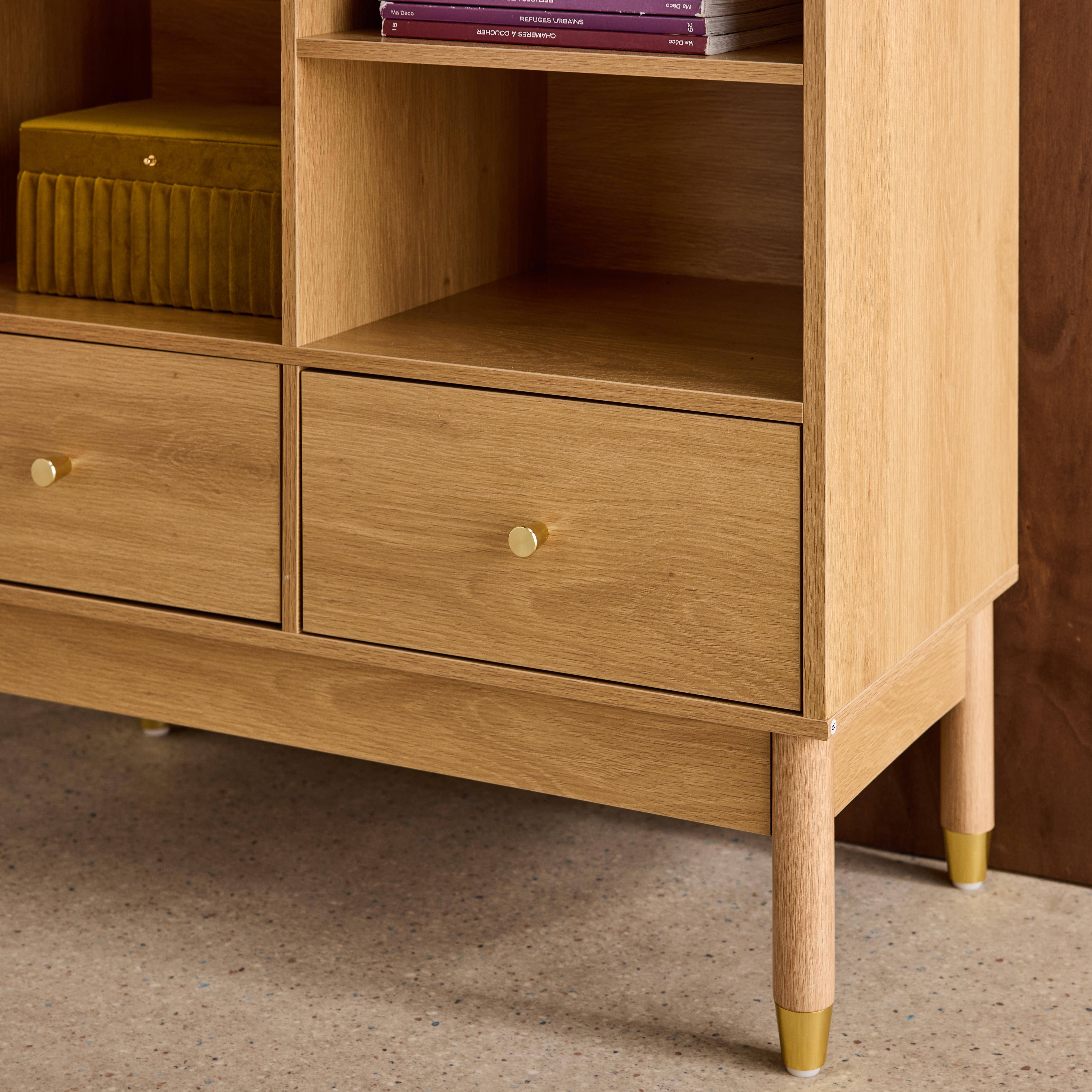 Credenza decorativa in legno e canna 1 anta 75cm Marrone naturale - 75x35x100 cm,sweeek,Photo4