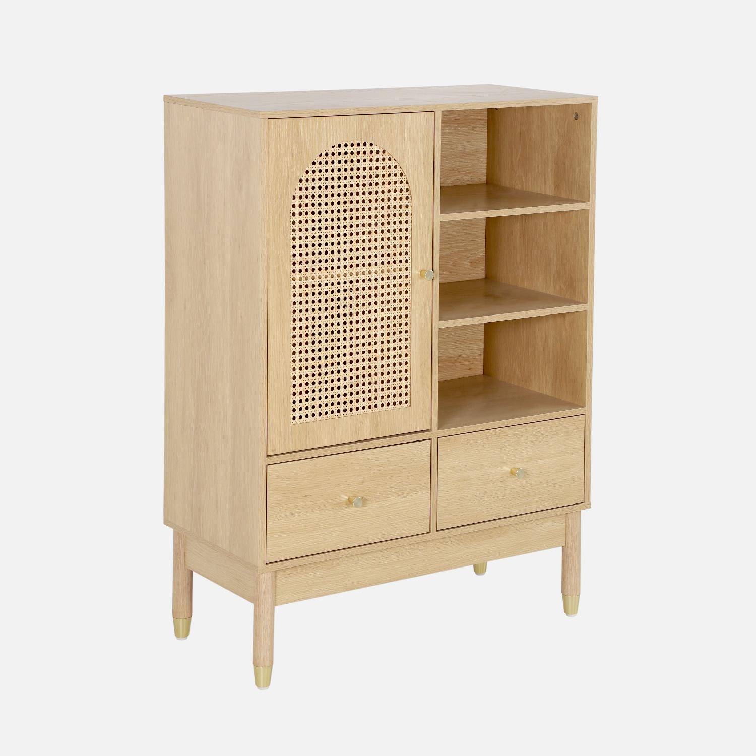 Wood Decor and Cane Sideboard 1 Door 75cm Natural 75x35x100 cm - Judith,sweeek,Photo6