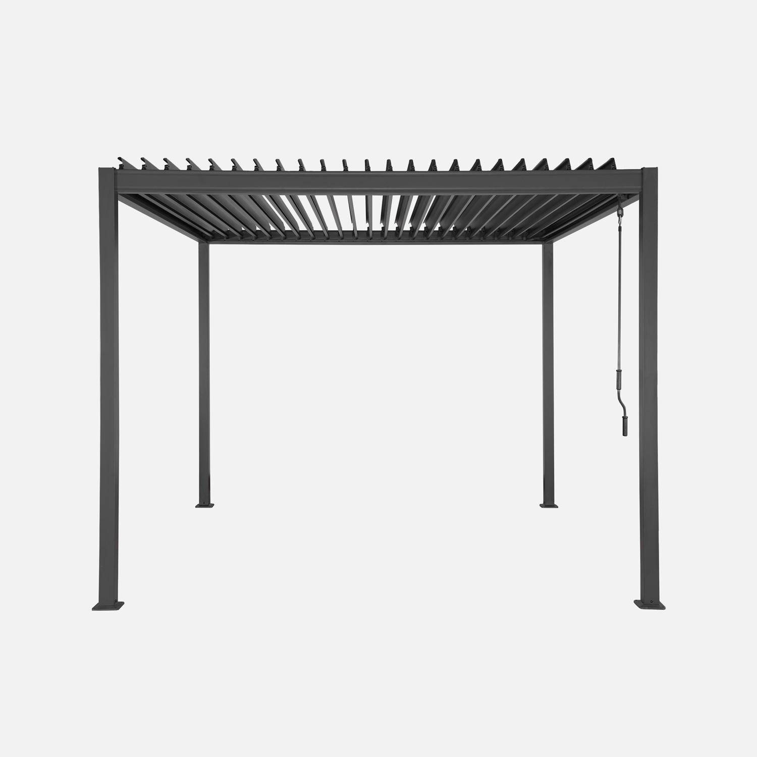 Pérgola bioclimática 3x3m de aluminio y acero con lamas orientables, Flash 3x3m, Antracita, 300x300x230 cm Photo2