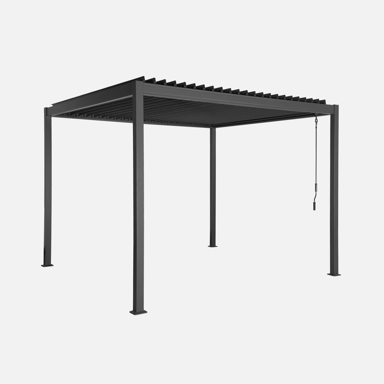 Pérgola bioclimática 3x3m de aluminio y acero con lamas orientables, Flash 3x3m, Antracita, 300x300x230 cm Photo1