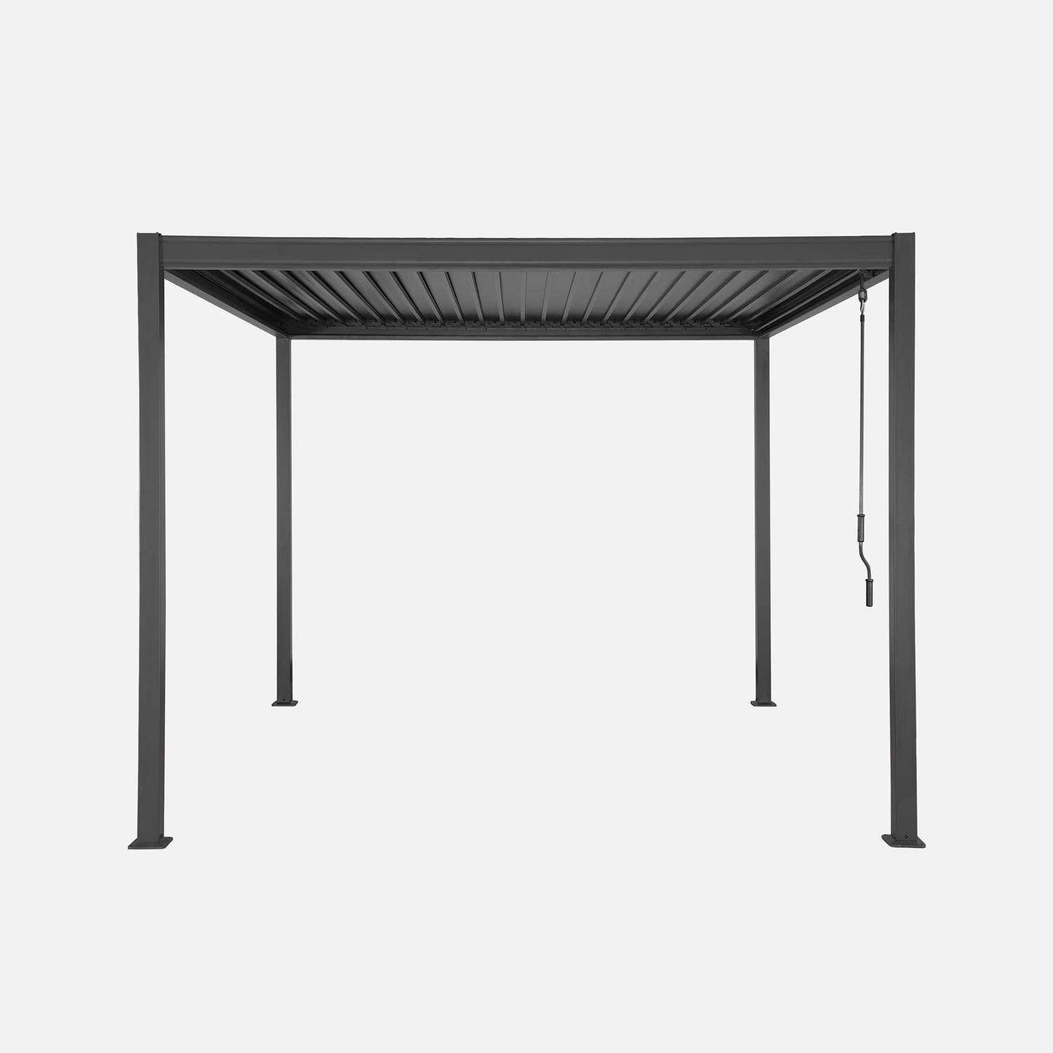 Pergola bioklimatyczna antracyt aluminium i stal regulowane lamele 3x3m Flash,sweeek,Photo4