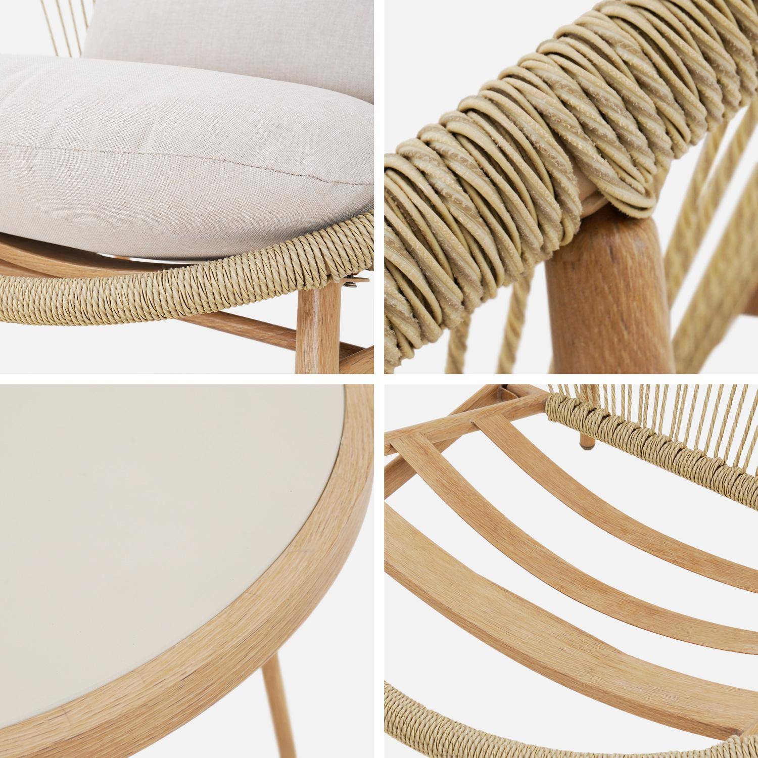 Set de 2 fauteuils de jardin avec table acier et rotin beige, 79x92x79cm - Narola,sweeek,Photo6