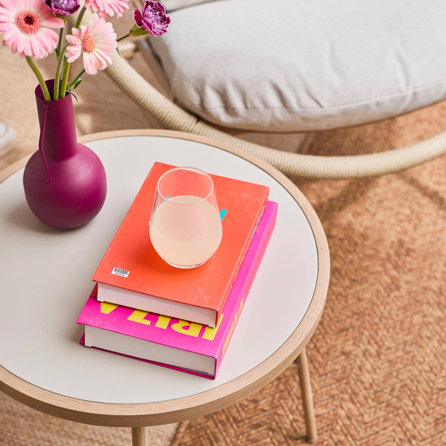 Set de 2 fauteuils de jardin avec table acier et rotin beige, 79x92x79cm - Narola Photo2 Set de 2 fauteuils de jardin avec table acier et rotin beige, 79x92x79cm - Narola Photo2