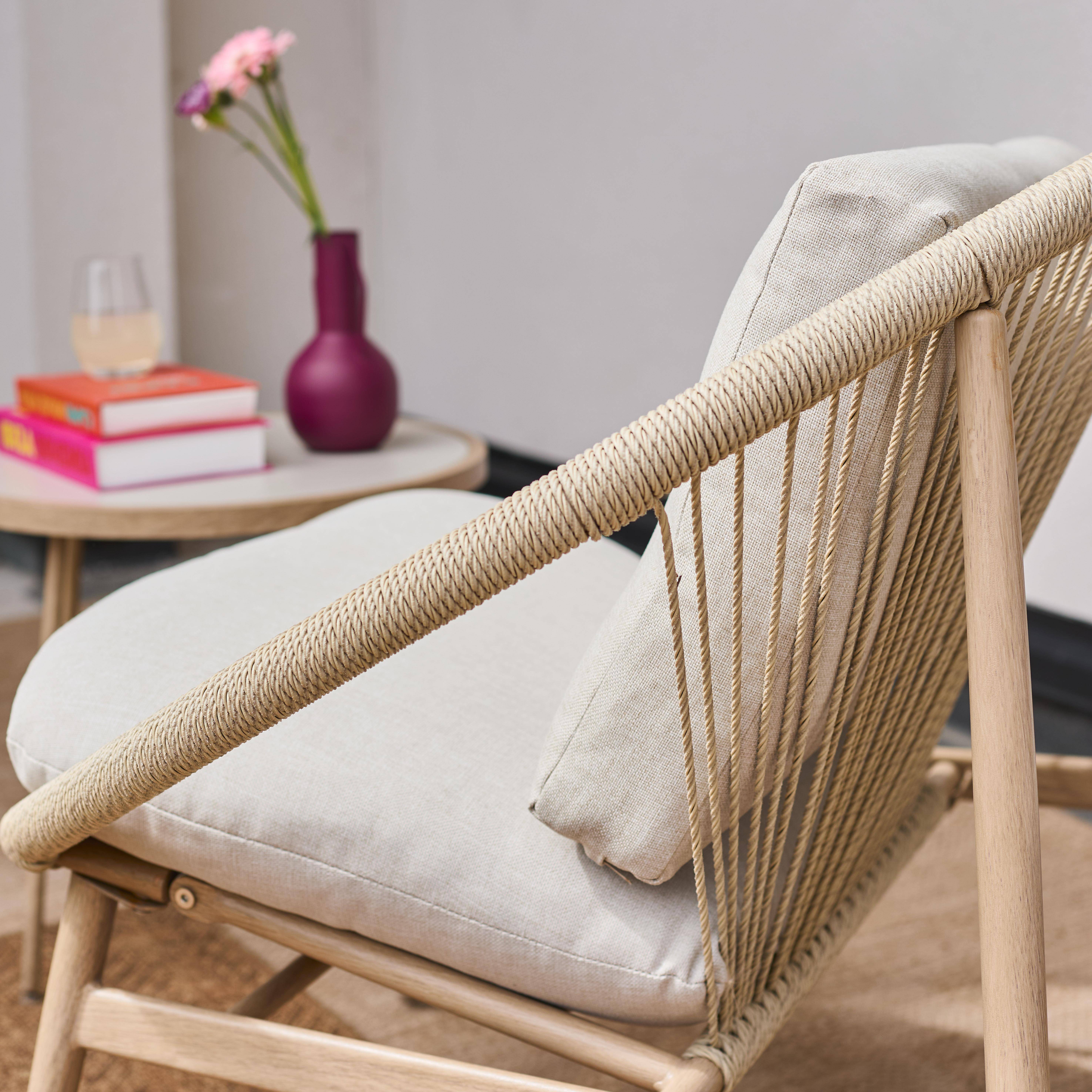 Conjunto de jardín con 2 sillones de ratán y mesa de acero, 2 plazas Beige - 92x80x75 cm,sweeek,Photo3