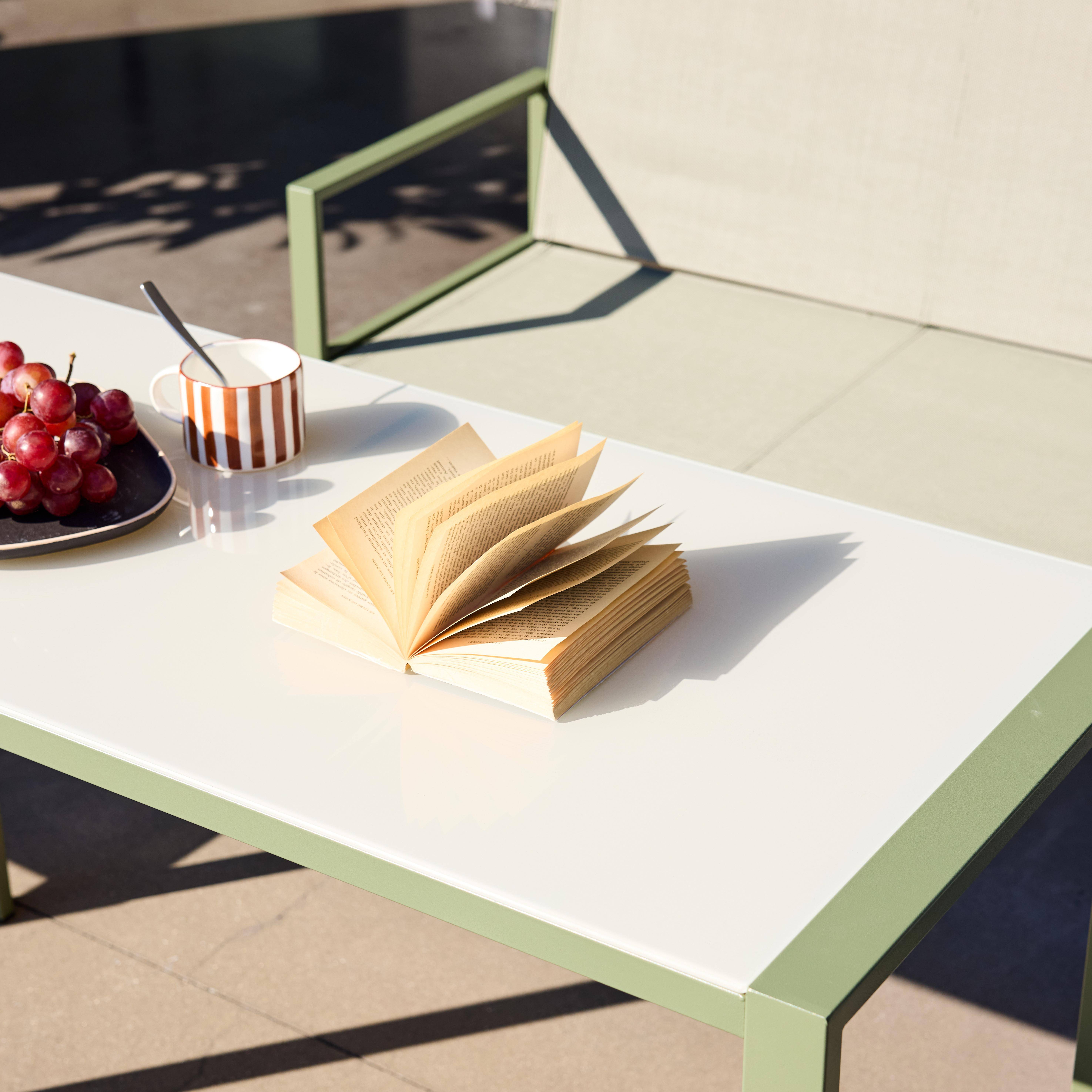 Tuintafel + 4 zitplaatsen inschuifbare set van staal en textileen kaki 125 x 55 x 74,5 cm- Tavena,sweeek,Photo4