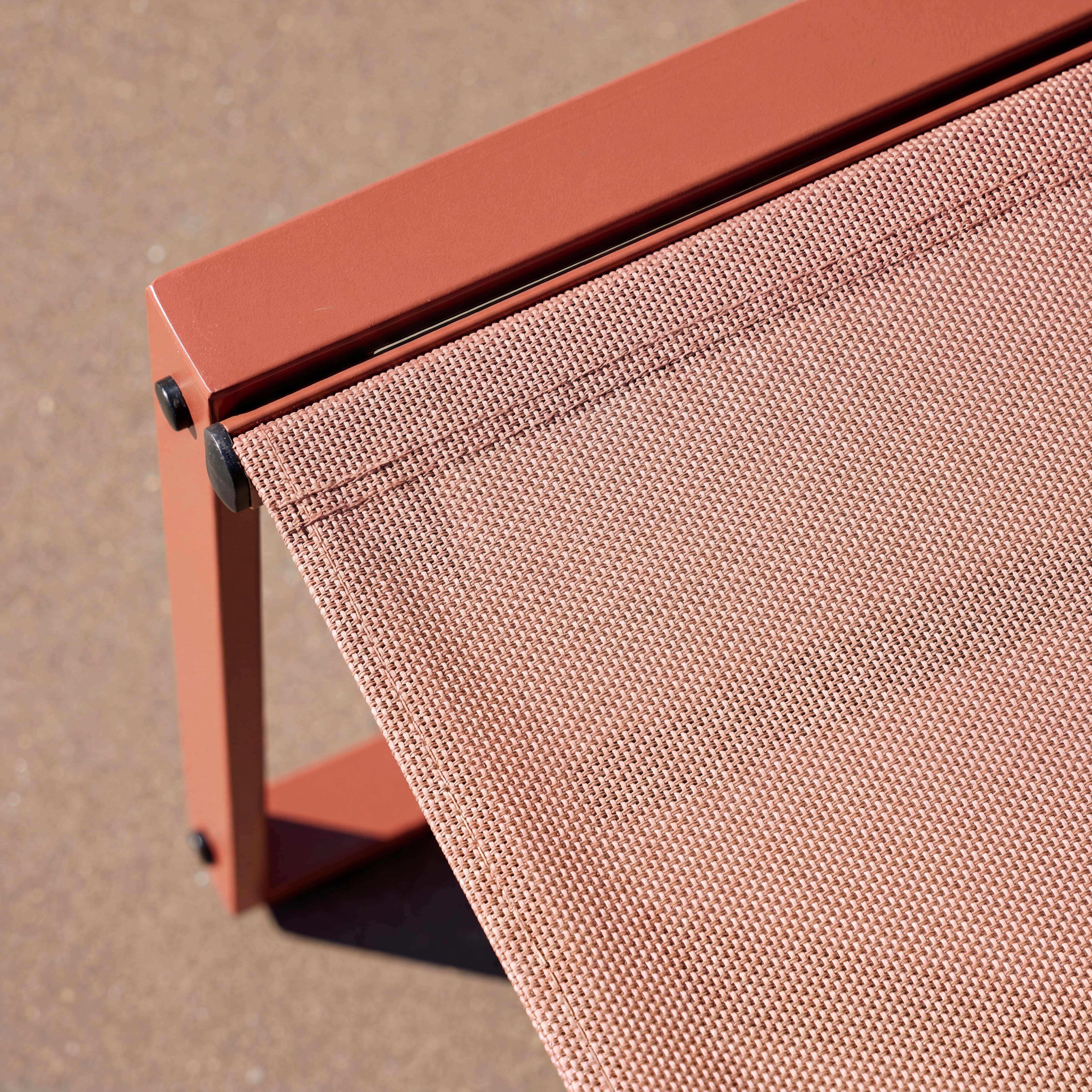 Tuintafel + 4 zitplaatsen inschuifbare set van staal en textileen terracotta 125 x 55 x 74,5 cm- Tavena,sweeek,Photo5