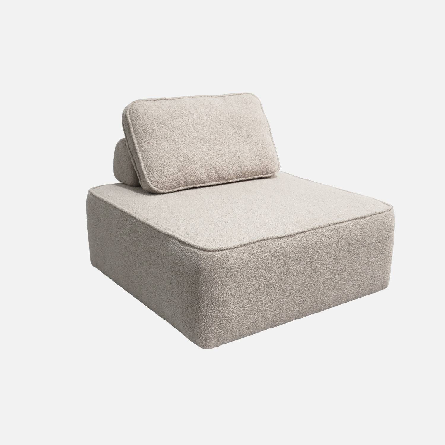 Chauffeuse modulable tissu bouclette 1 place beige