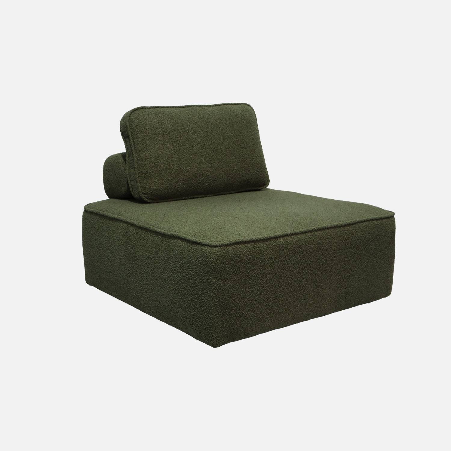 Chauffeuse modulable tissu bouclette 1 place kaki