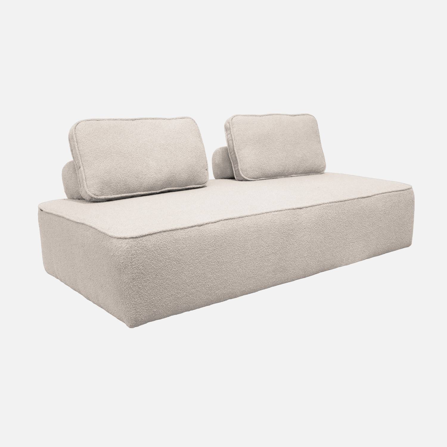 Divano Modulare In Bouclé Sweeek Bao - Set 4 Posti, Crema, Struttura Legno, 180x90x74 Cm, Stile Vintage