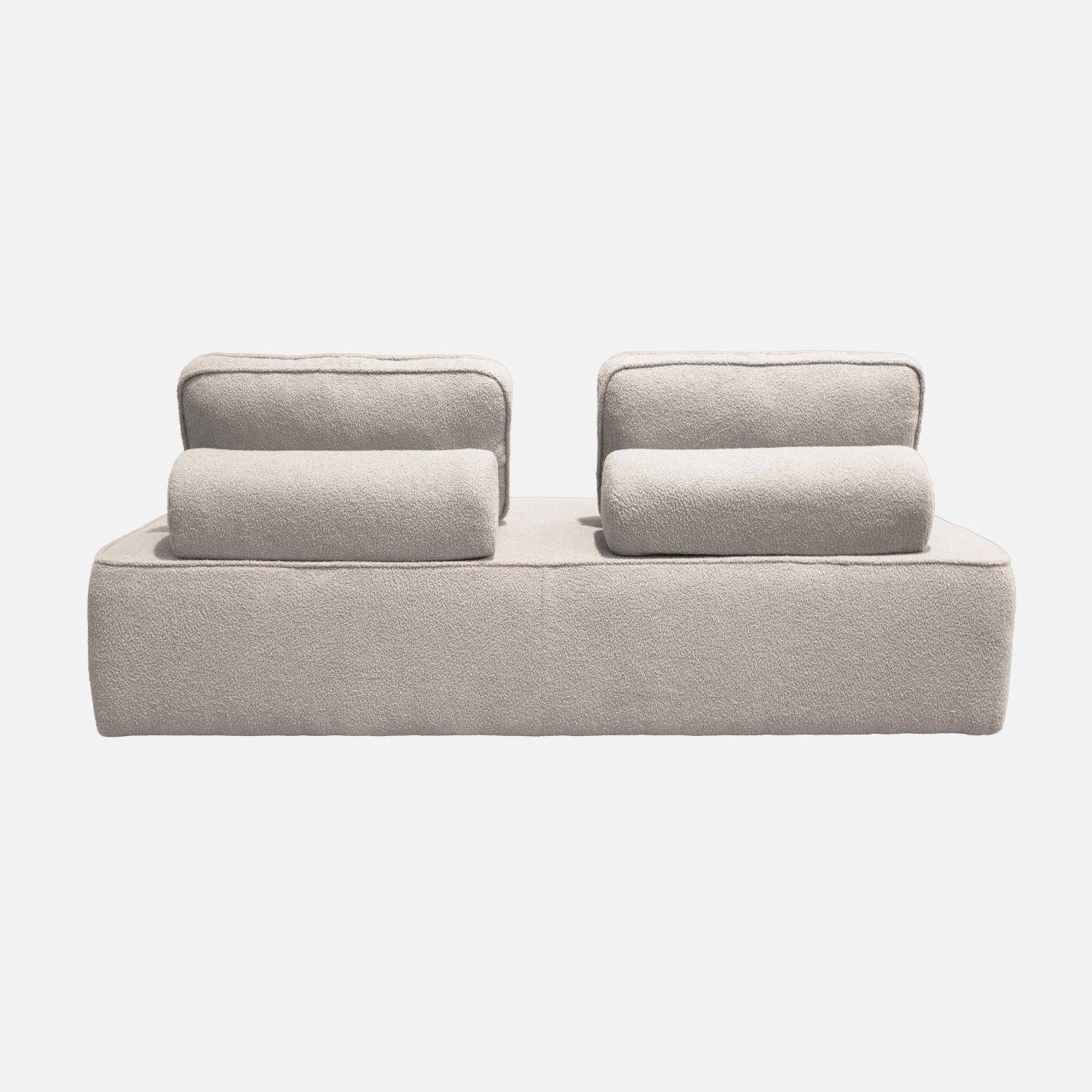 Chauffeuse pour canapé modulable tissu bouclette beige 2 places Bao, L 180 x P 90 x H 74cm Photo3