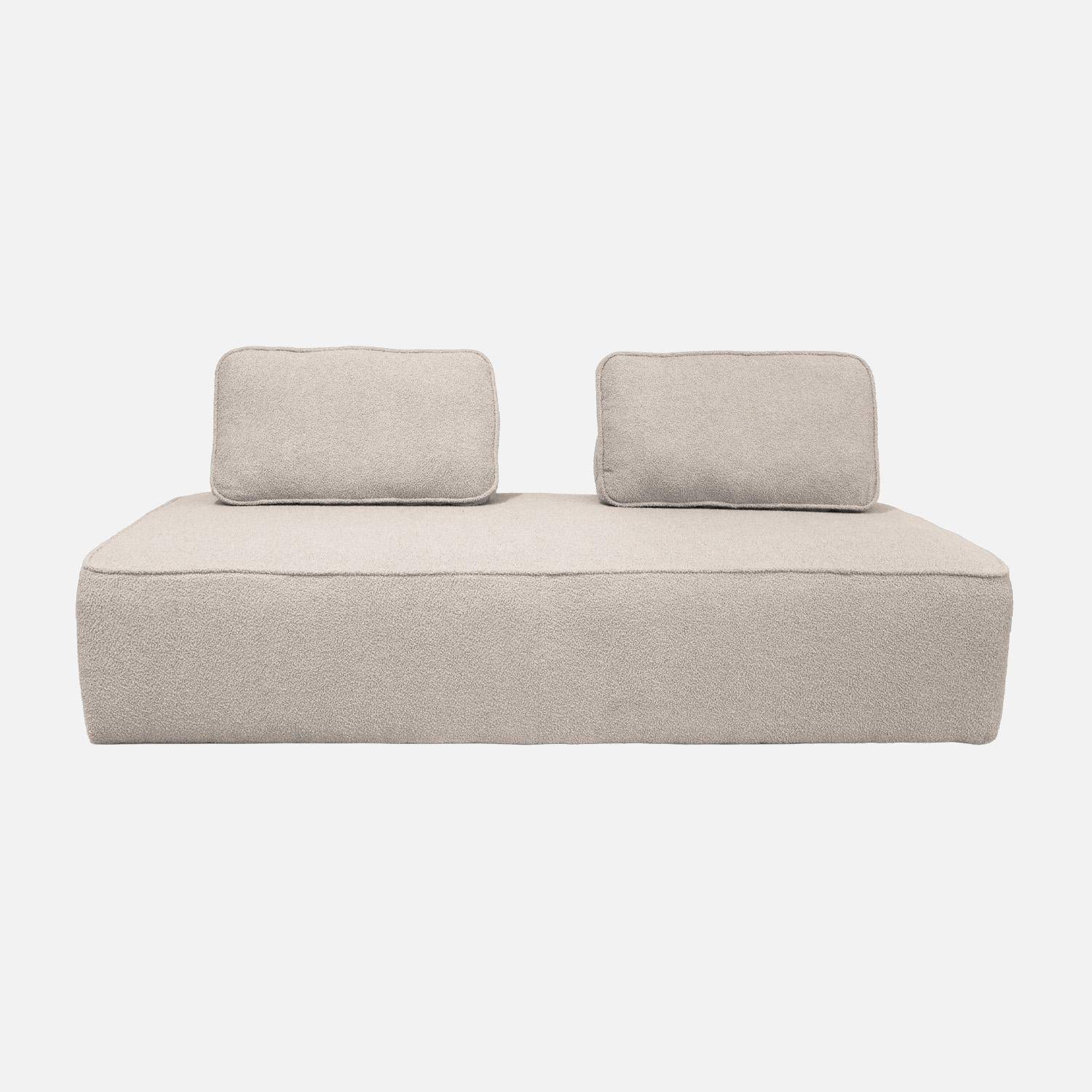 Chauffeuse pour canapé modulable tissu bouclette beige 2 places Bao, L 180 x P 90 x H 74cm,sweeek,Photo2
