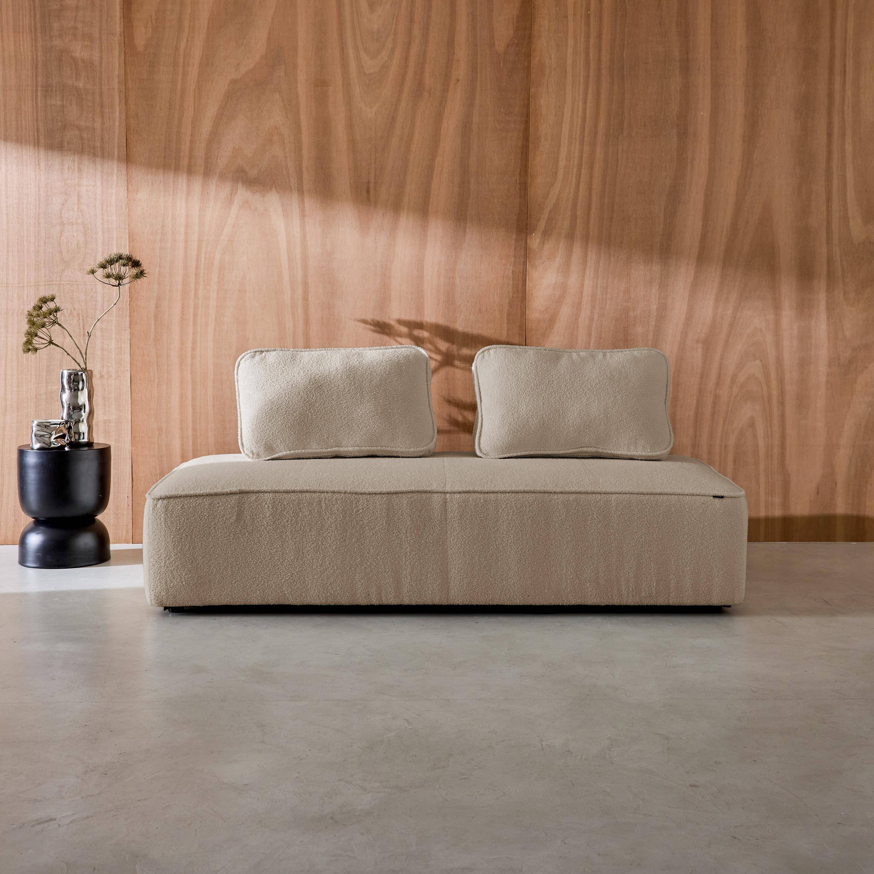 Sofá modular em tecido boucle de 2 lugares, Bao, Beige, 180x90x74 cm Photo1