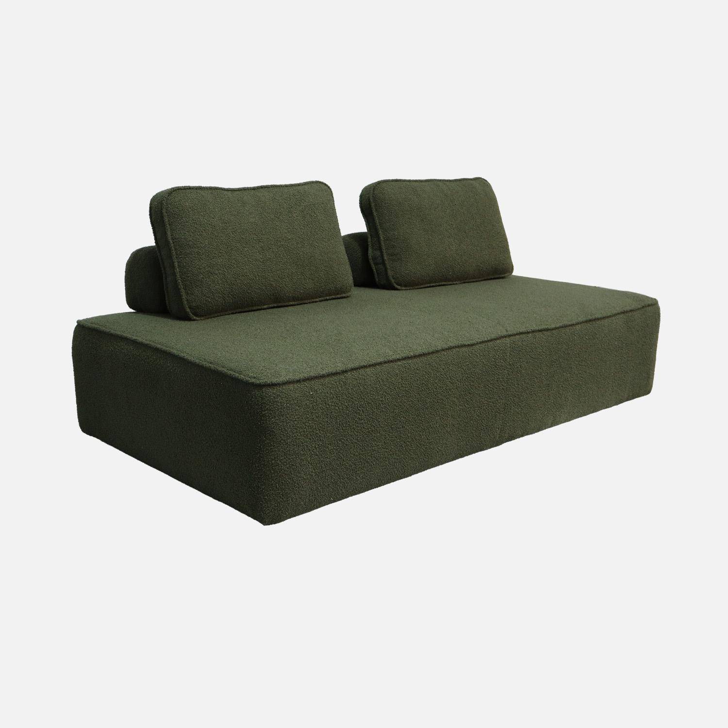 Sofá modular em tecido boucle de 2 lugares, Bao, Verde caqui, 180x90x74 cm,sweeek,Photo2
